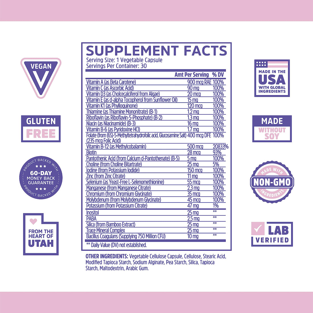 Zhou Nutrition Daily Boost Multivitamin with Probiotic, Zinc, Vitamin C, D3, B Complex for Immune Support, Energy and Digestive Health | Vegan, Gluten Free, Soy Free | 30 Servings