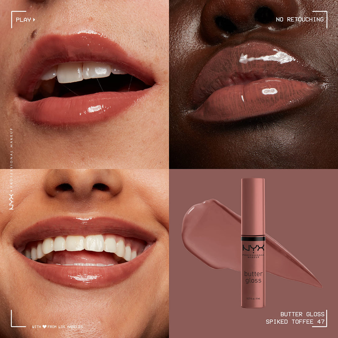 NYX PROFESSIONAL MAKEUP Butter Gloss Brown Sugar, Non-Stick Lip Gloss - Spiked Toffee (Brown Mauve)