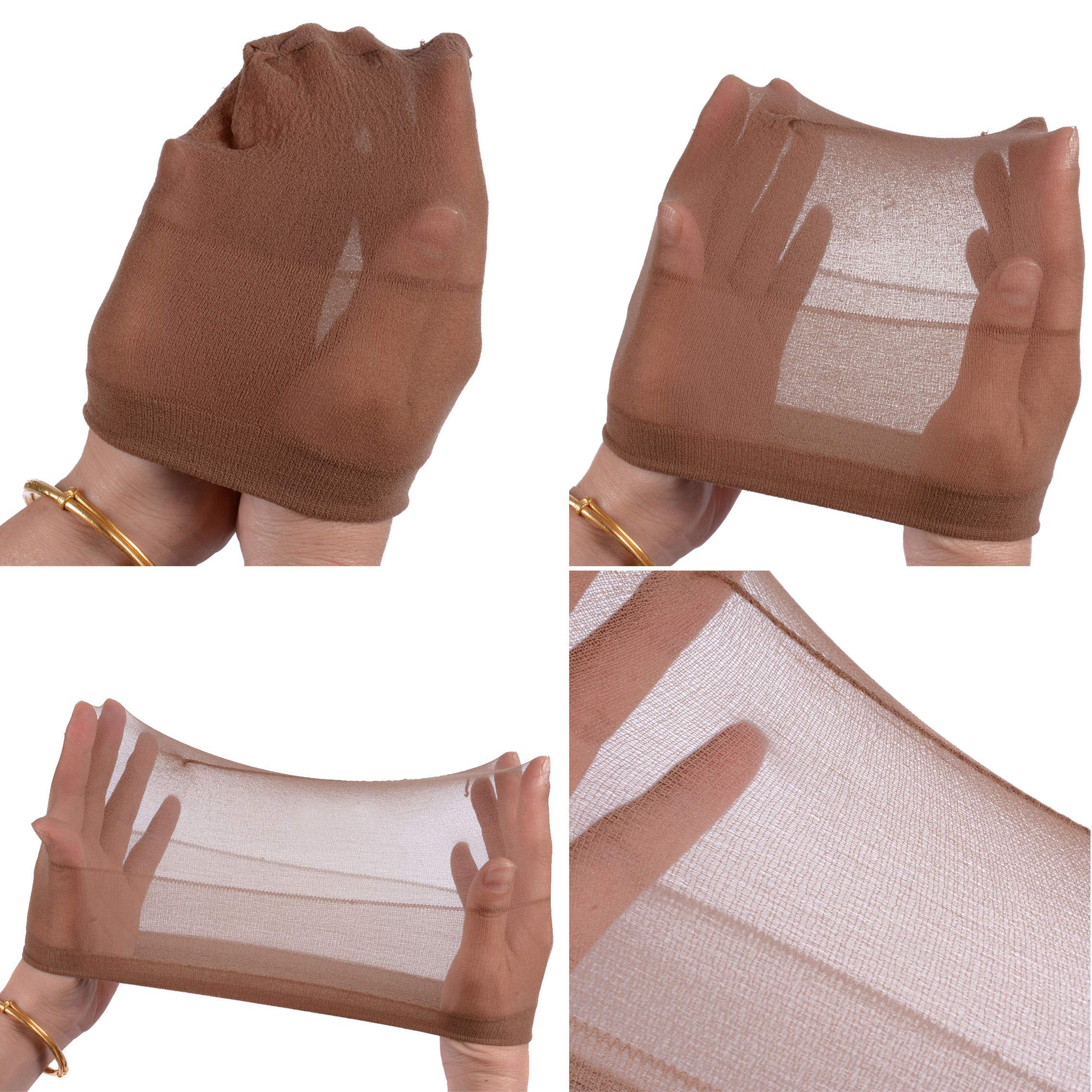 6 pieces Wig Caps Light Brown Stocking Nylon Wig Caps Stretchy Wig Caps for Women Wigs (Light Brown)