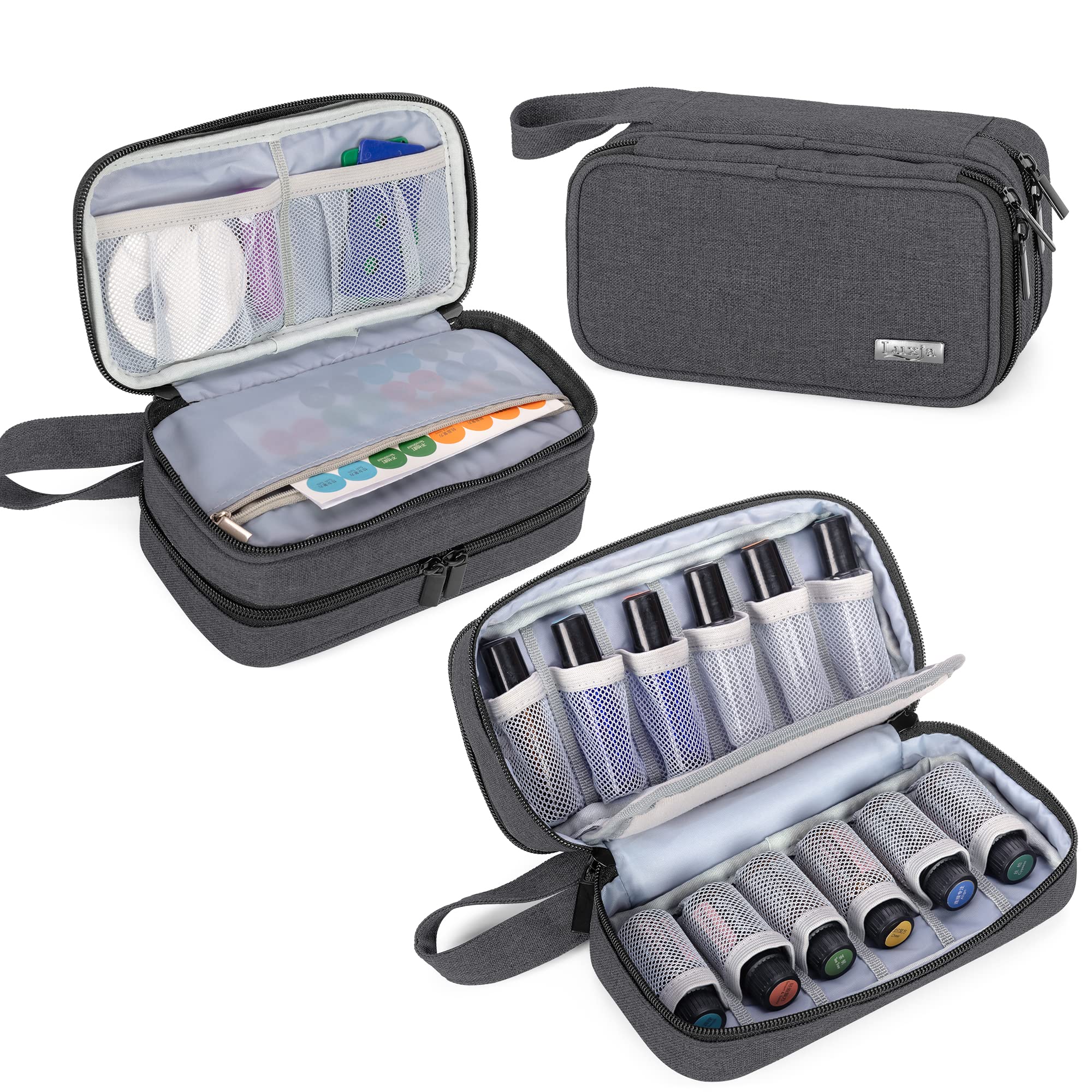 Luxja Essential Oil Carrying Case - Holds 12 Bottles (5Ml-15Ml, Also Fits For Roller Bottles), Portable Double-Layer Organizer For Essential Oil And Accessories, Black