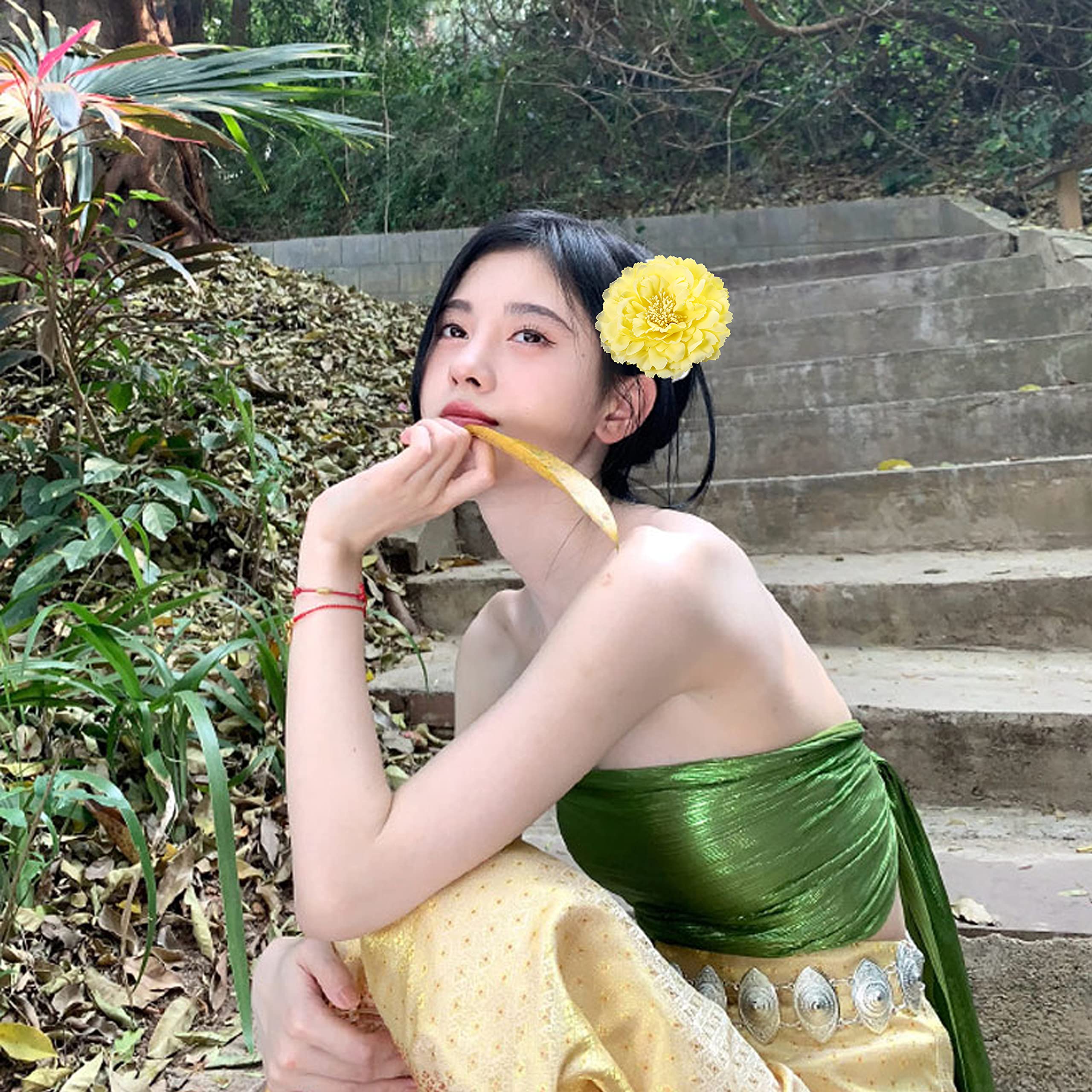 Hair Flower Clips Brooch Boutique Hair Accessories Bohemia Hairpins for Women Girls (Yellow)