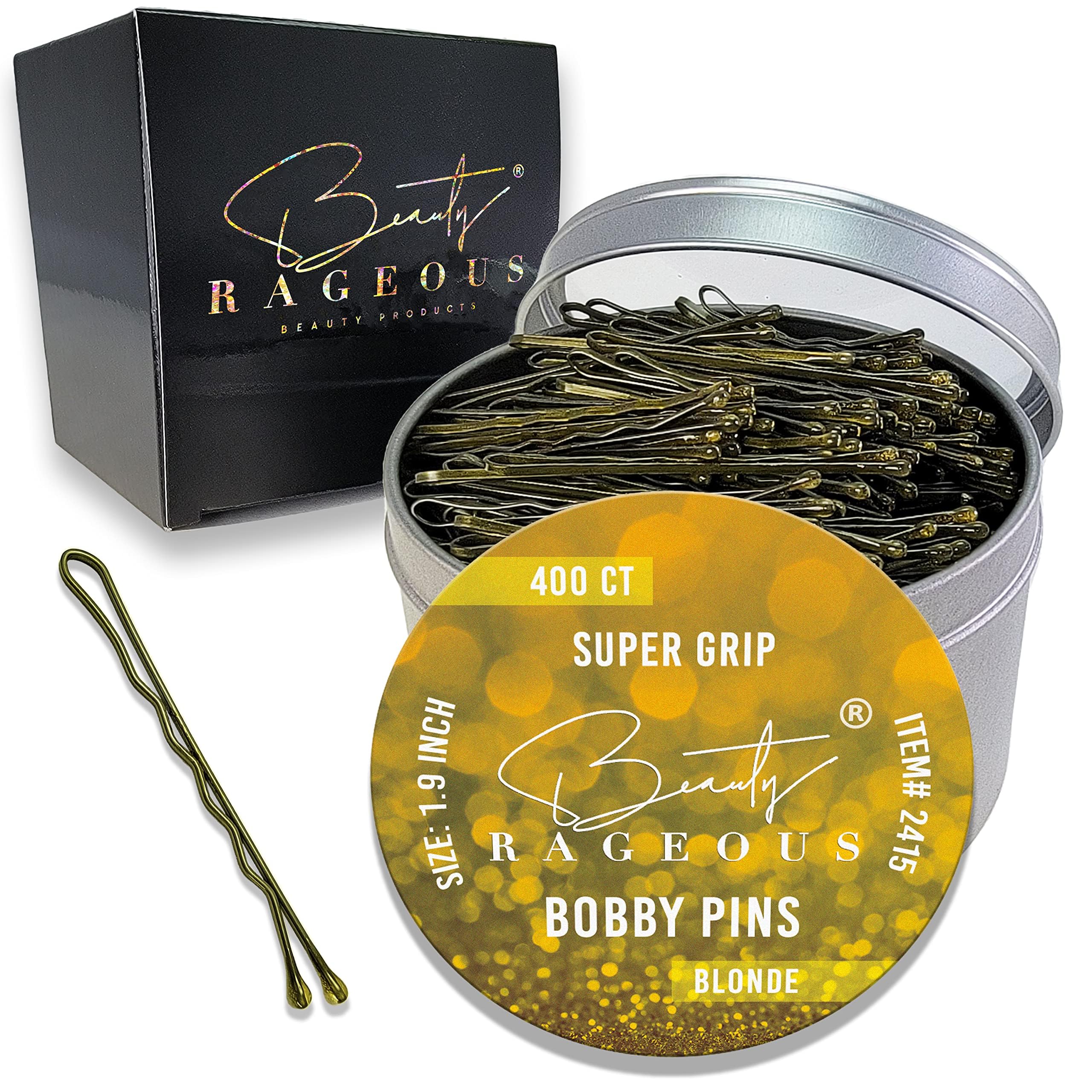 Beauty Rageous Super Grip Blonde Bob Pins - 400 Ct - Handy Reusable Tin
