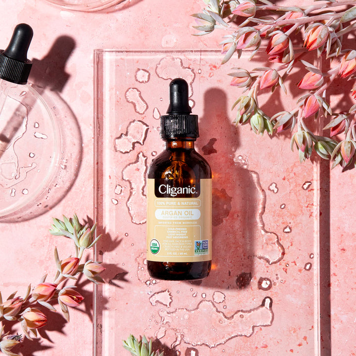 Cliganic USDA Organic Argan Oil, 100% Pure | Moroccan Argan Oil for Hair, Face & Skin | Natural Cold Pressed Carrier Oil - Certified Organic | Cliganic 90 Days Warranty
