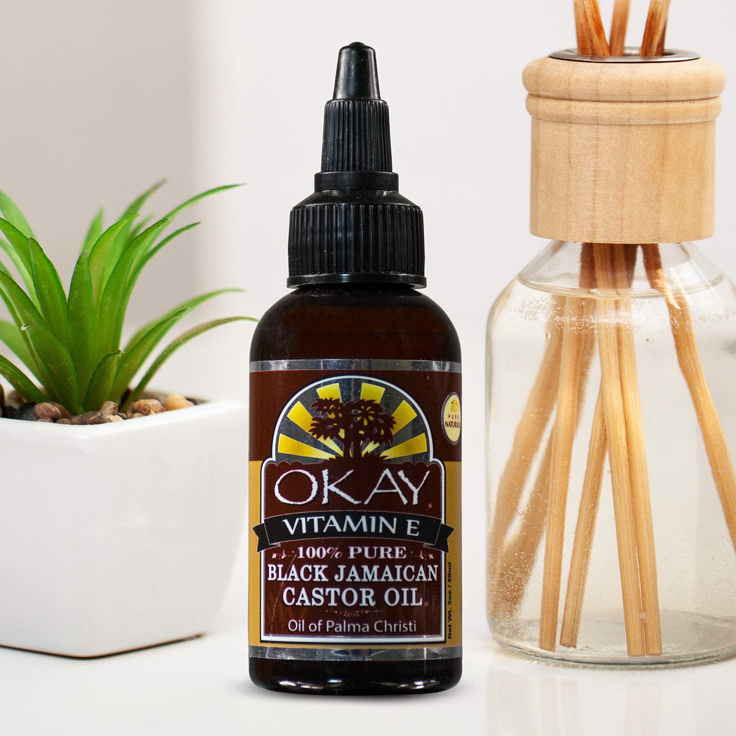 Okay Black Jamaican Castor Oil with Vitamin E and Panthenol, 2 Ounce