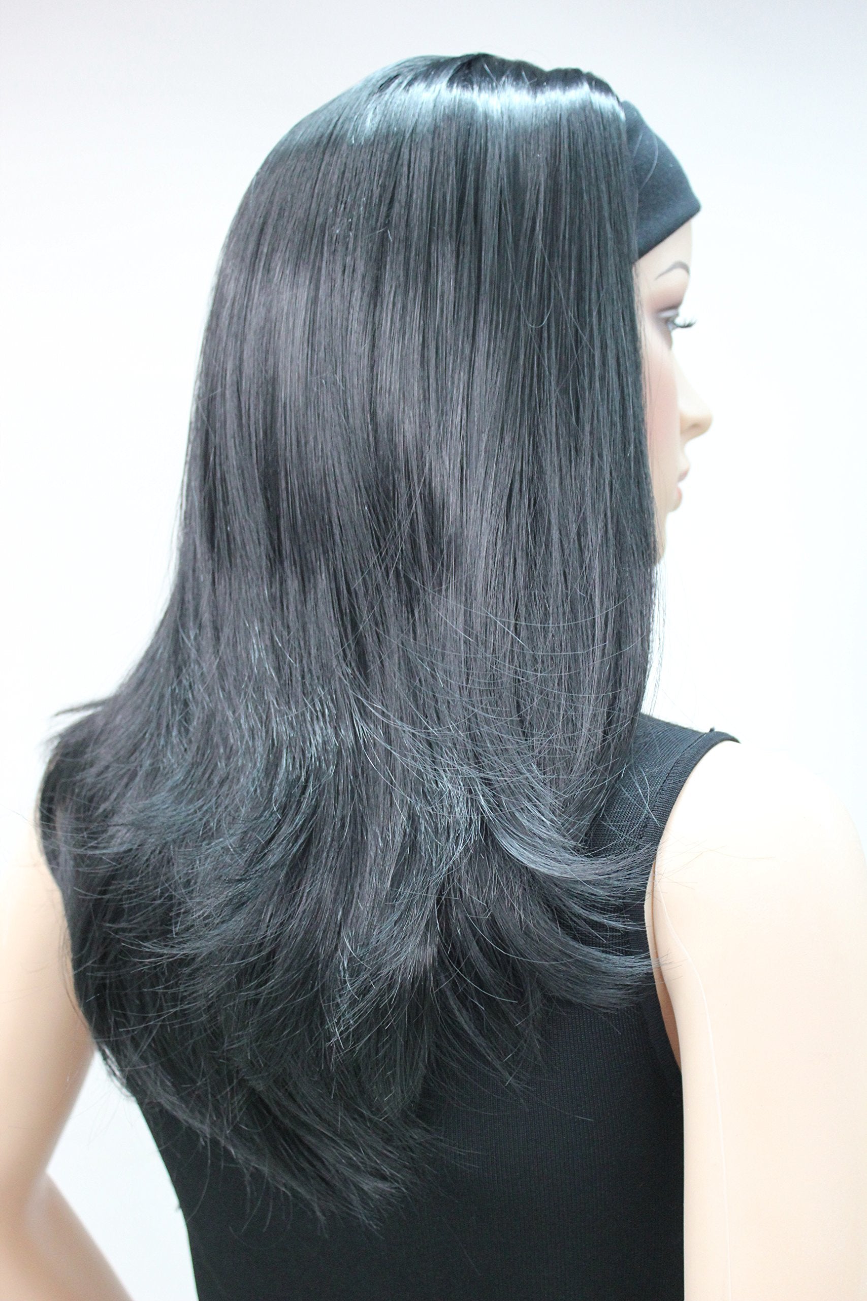 1# jet black : Lydell Long Straight Wave Headband Synthetic Wigs (1# jet black)