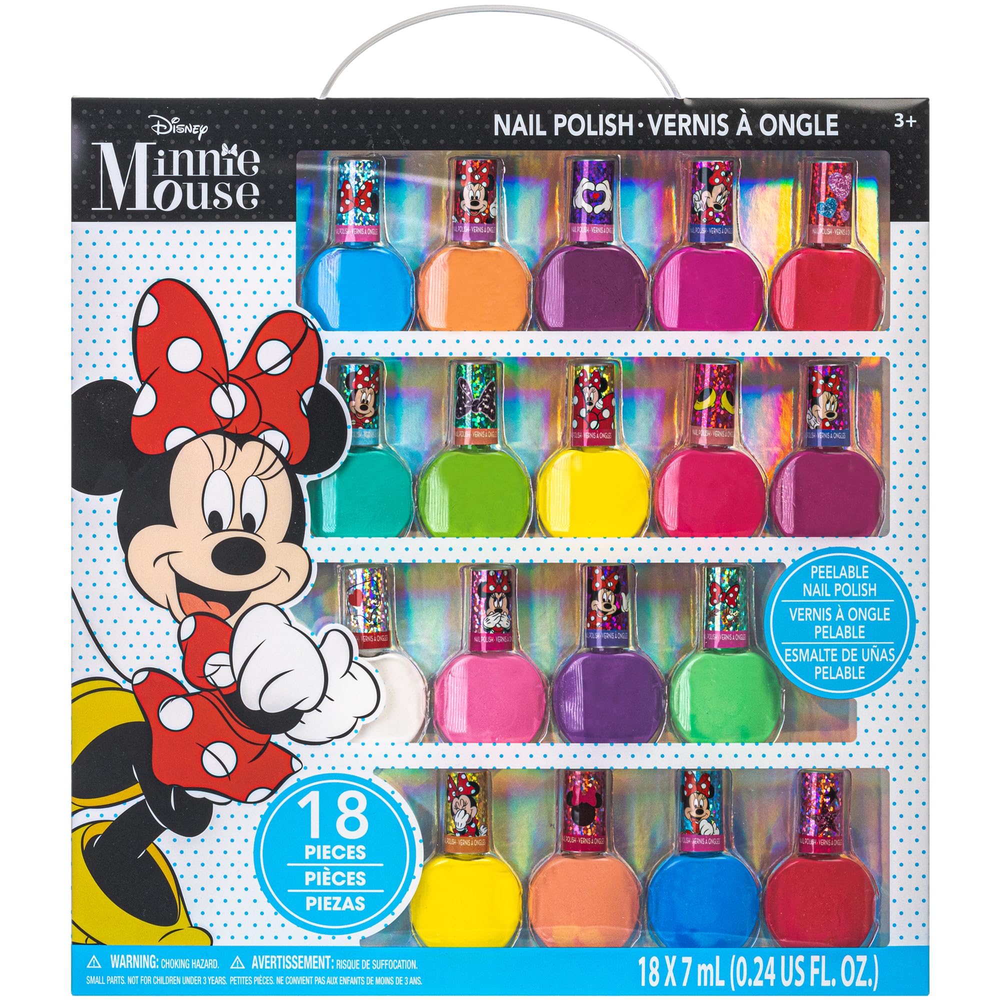 TownleyGirl Disney Minnie Mouse Nail Polish, Lip Balm, Lip Gloss & Hair Accessories (Minnie Mouse 18 Pack Nail Polish Set)