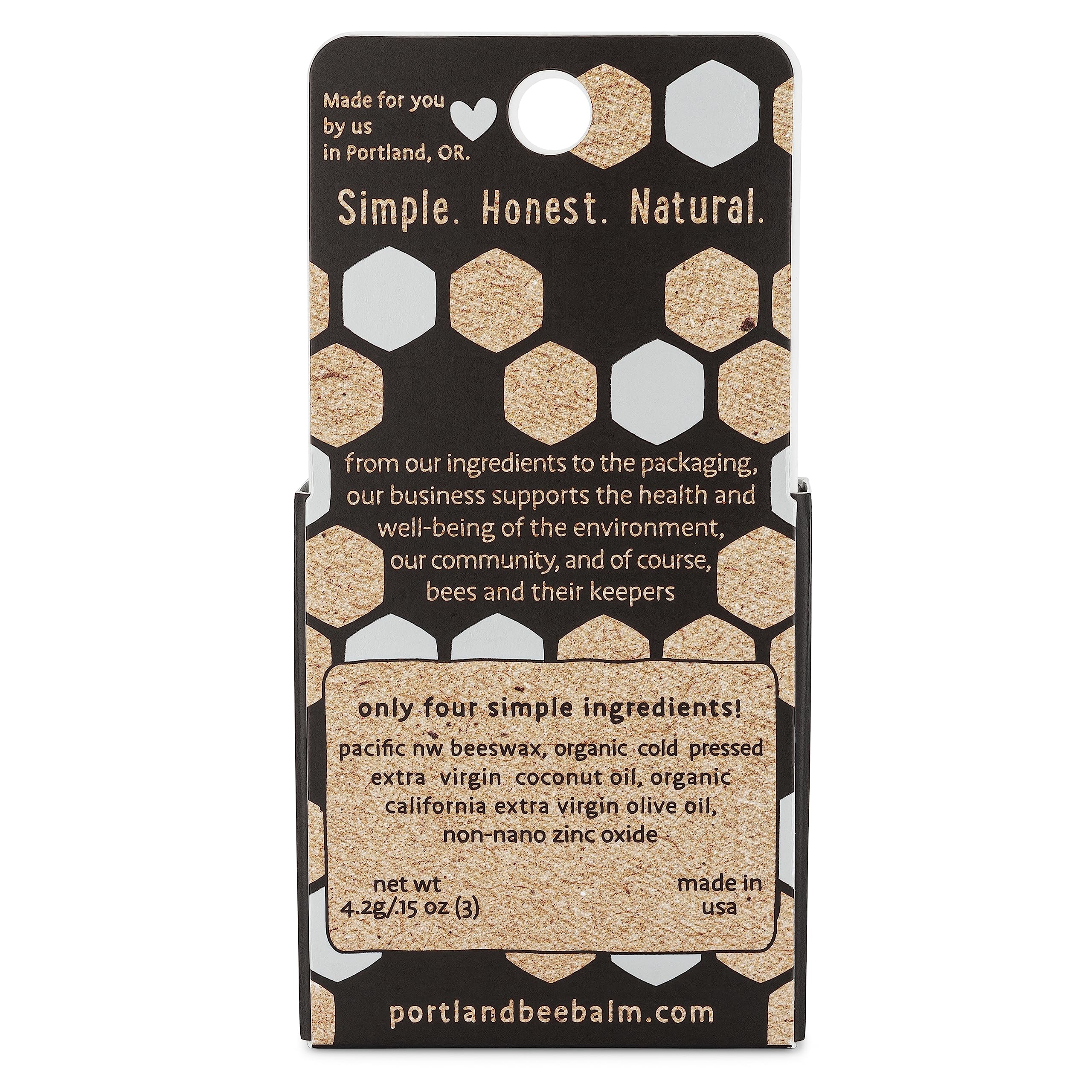 Portland Bee Balm Solar Eclipse All Natural Handmade Beeswax Based SPF 15 Lip Balm, 3 Count