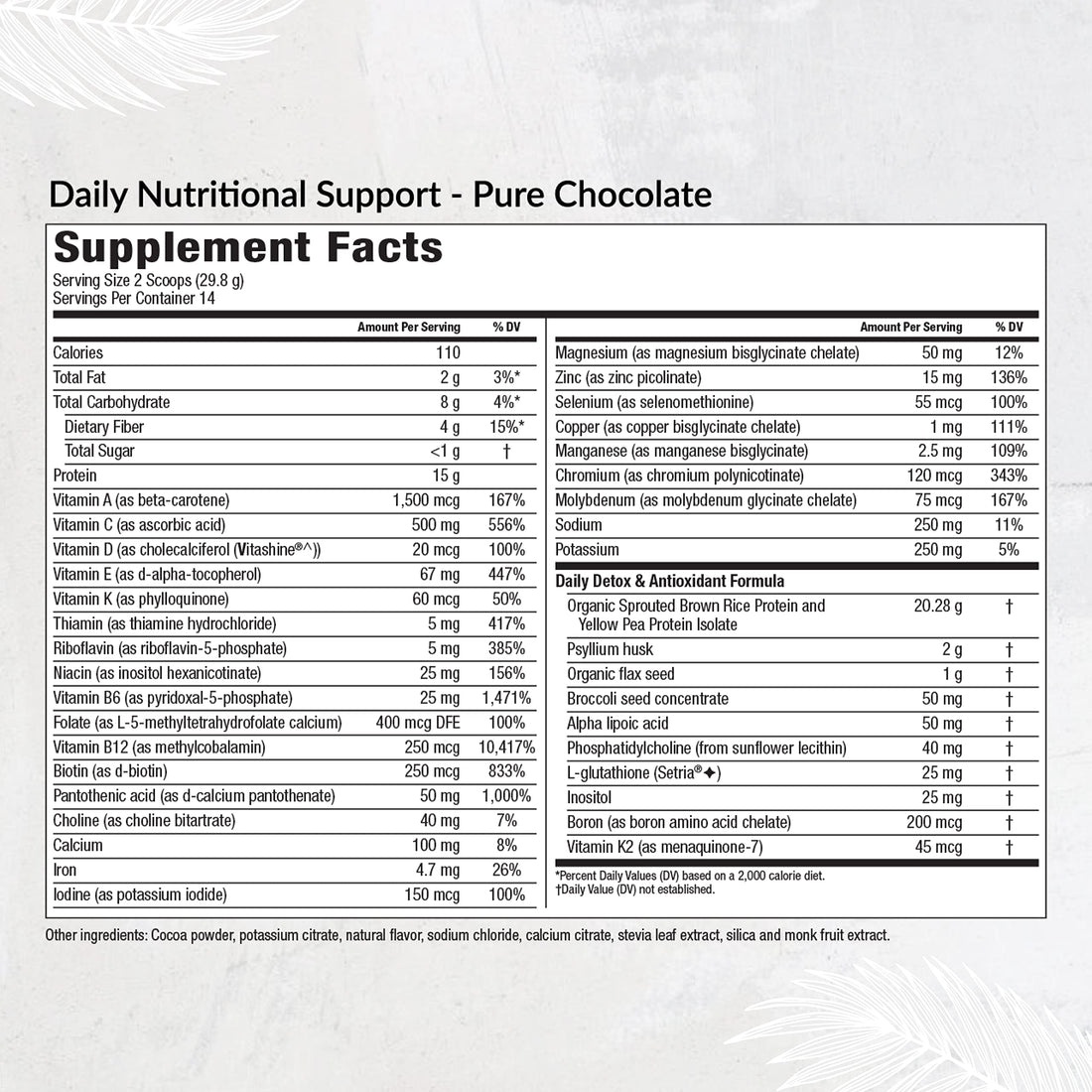 Equilife - Daily Nutritional Support, Organic and Plant Based Protein Powder, All-in-one Multivitamin, Boost Energy and Mood, Gut-Cleansing Aid and Skin Health (Pure Chocolate,14 Servings Tub)
