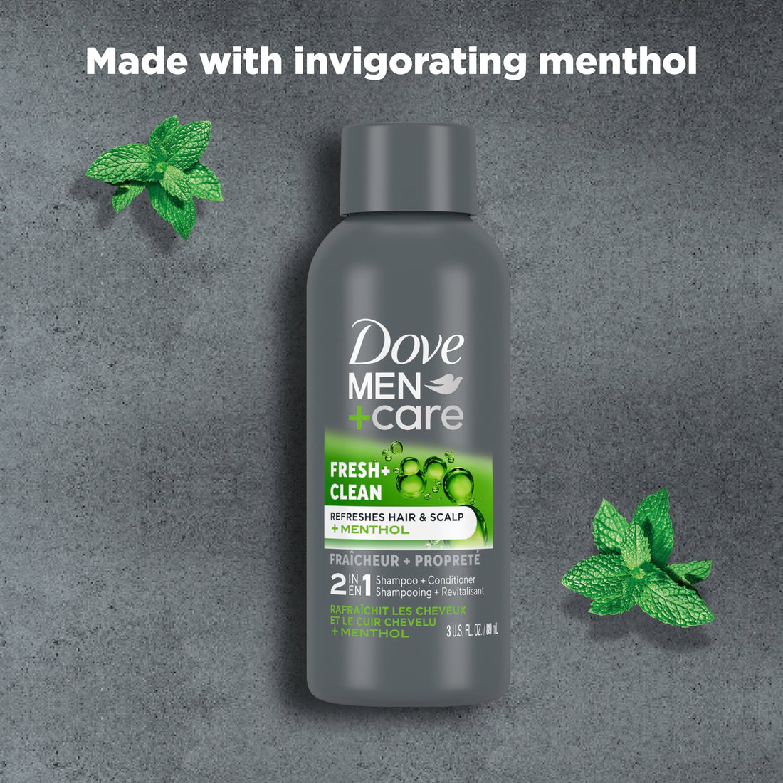 DOVE MEN + CARE Fortifying 2 in 1 Shampoo and Conditioner for Normal to Oily Hair Fresh and Clean with Caffeine Helps Strengthen Thinning Hair 3 oz (Pack of 12)