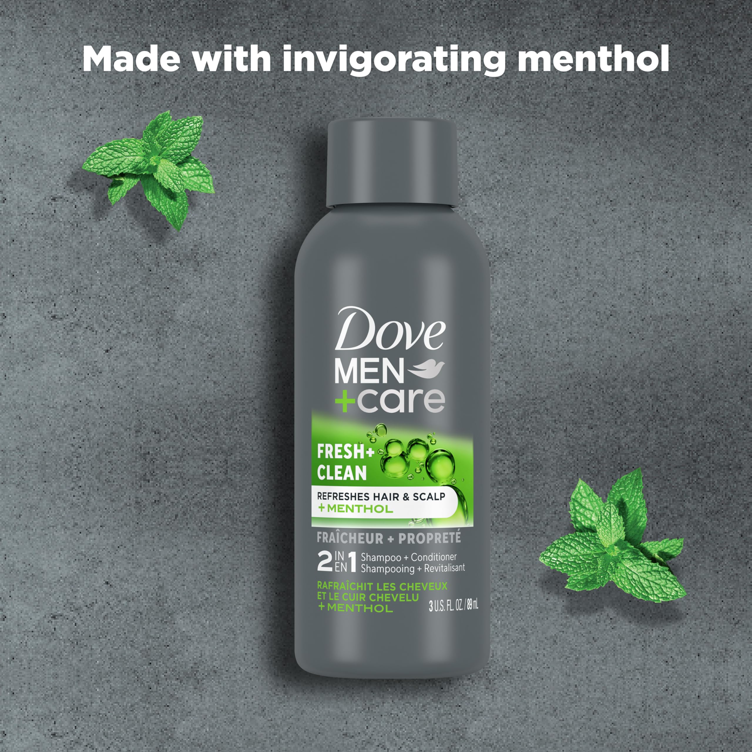 DOVE MEN + CARE Fortifying 2 in 1 Shampoo and Conditioner Fresh and Clean with Caffeine for Normal to Oily Hair Helps Strengthen Thinning Hair 3 oz