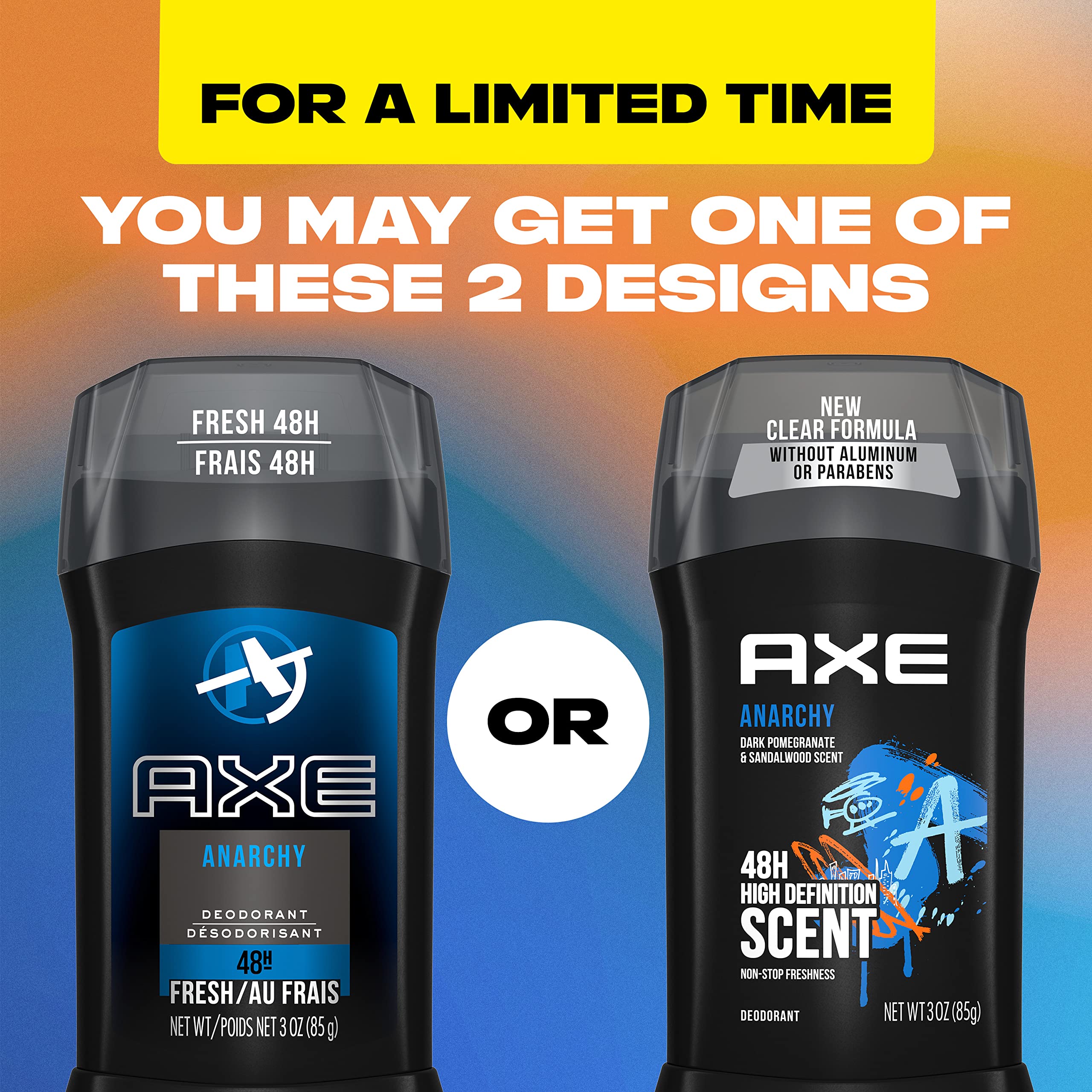 AXE Deodorant Stick for Men, Anarchy For Him 3 oz (Pack of 12)