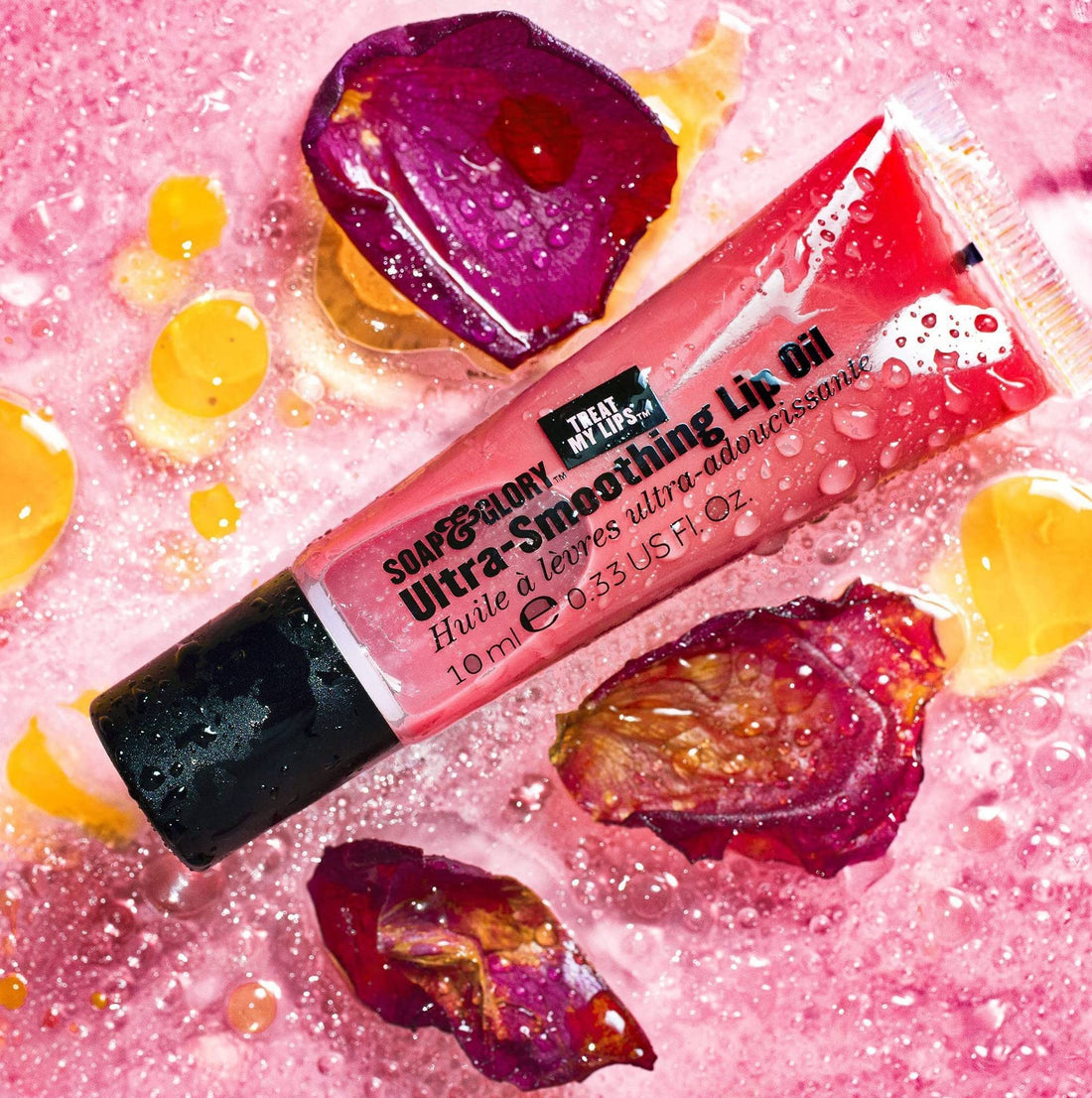Soap & Glory Treat My Lips Ultra-Smoothing Oil, Sheer Pink - Rosehip Oil + Orchid Flower Extract Hydrating Treatment - Moisturizer for Fine Lines and Wrinkles Around Lips (10 ml)