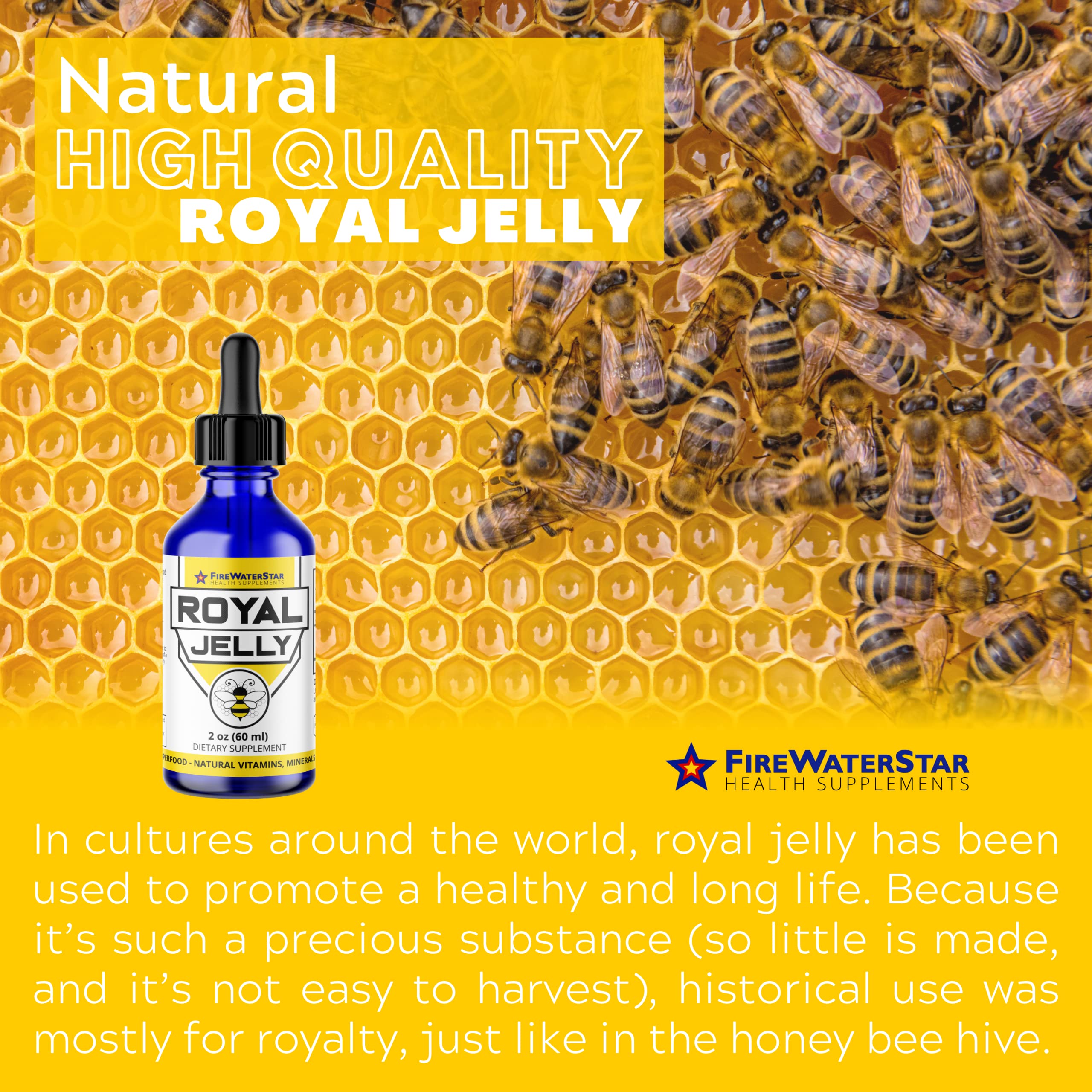 FWS Royal Jelly Bee Powered Superfood, Natural Vitamins, Minerals, Antioxidants, Organic, Food of The Emperors, Nutrient-Rich Supplement, Non-GMO, Supports Well-Being and Skin Health