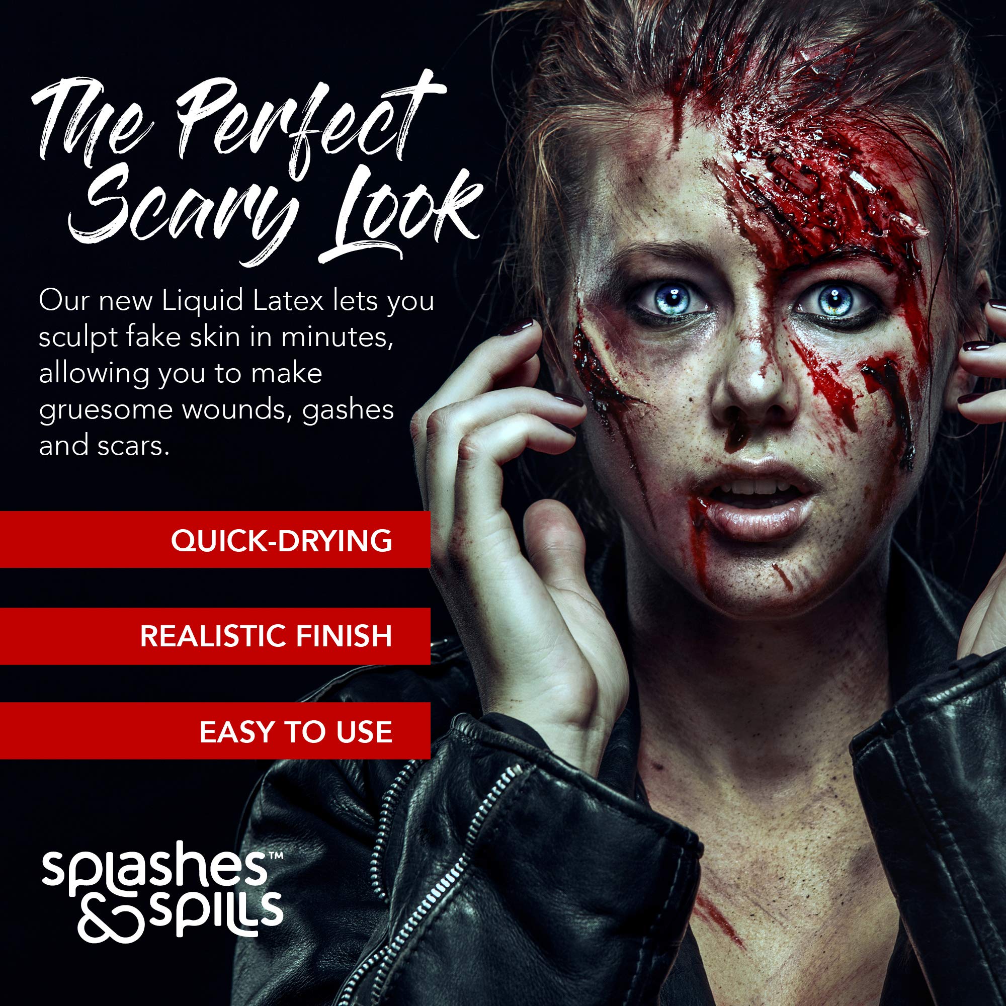 Liquid Latex Face and Body Paint - Special Effects, Costume and Halloween Makeup - Safe for all Skin Types - Easy On and Off - 30ml - by Splashes & Spills