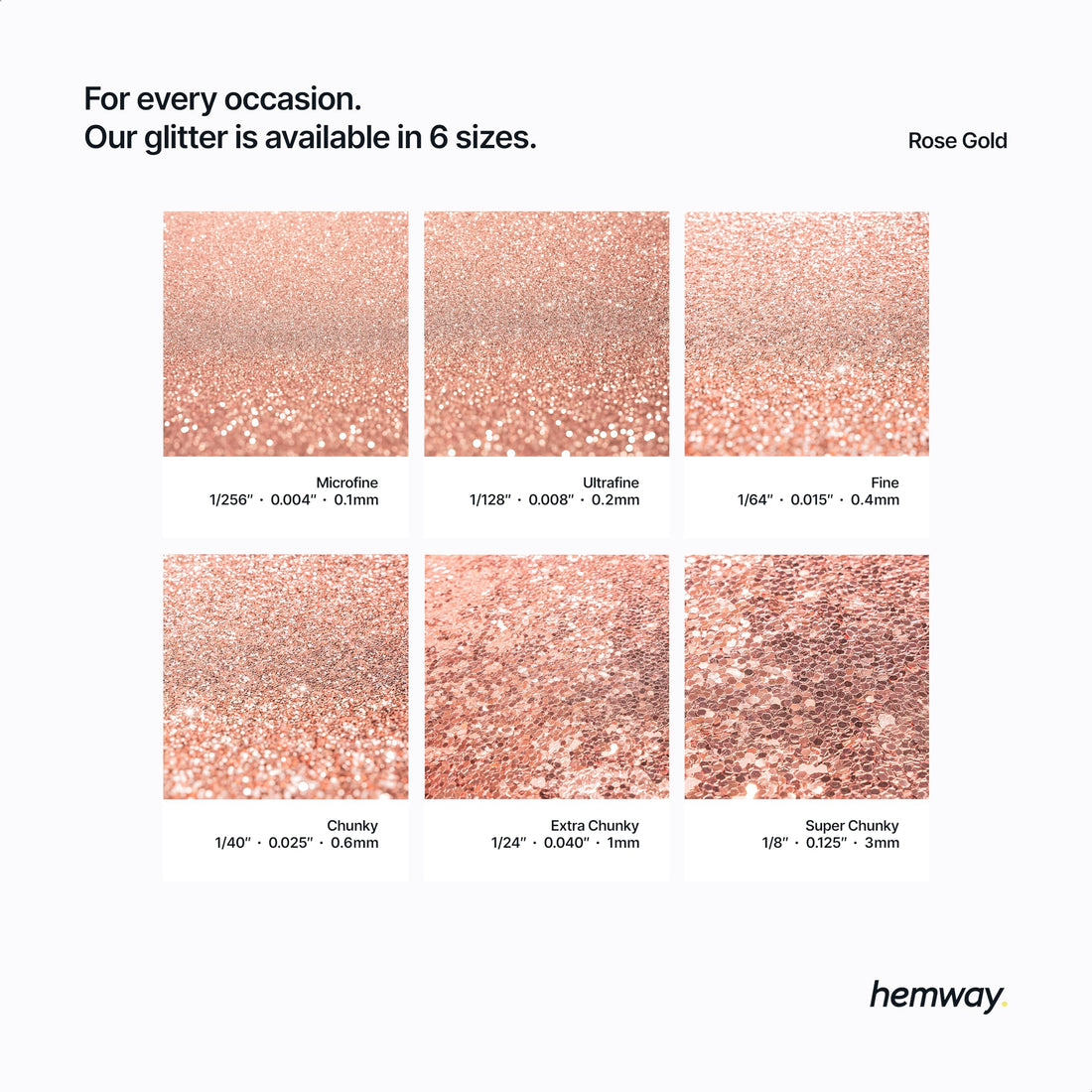 Hemway Premium Ultra Sparkle Glitter Multi Purpose Metallic Flake for Arts Crafts Nails Cosmetics Resin Festival Face Hair - Rose Gold - Extra Chunky (1/24 0.040 1mm) 100g / 3.5oz