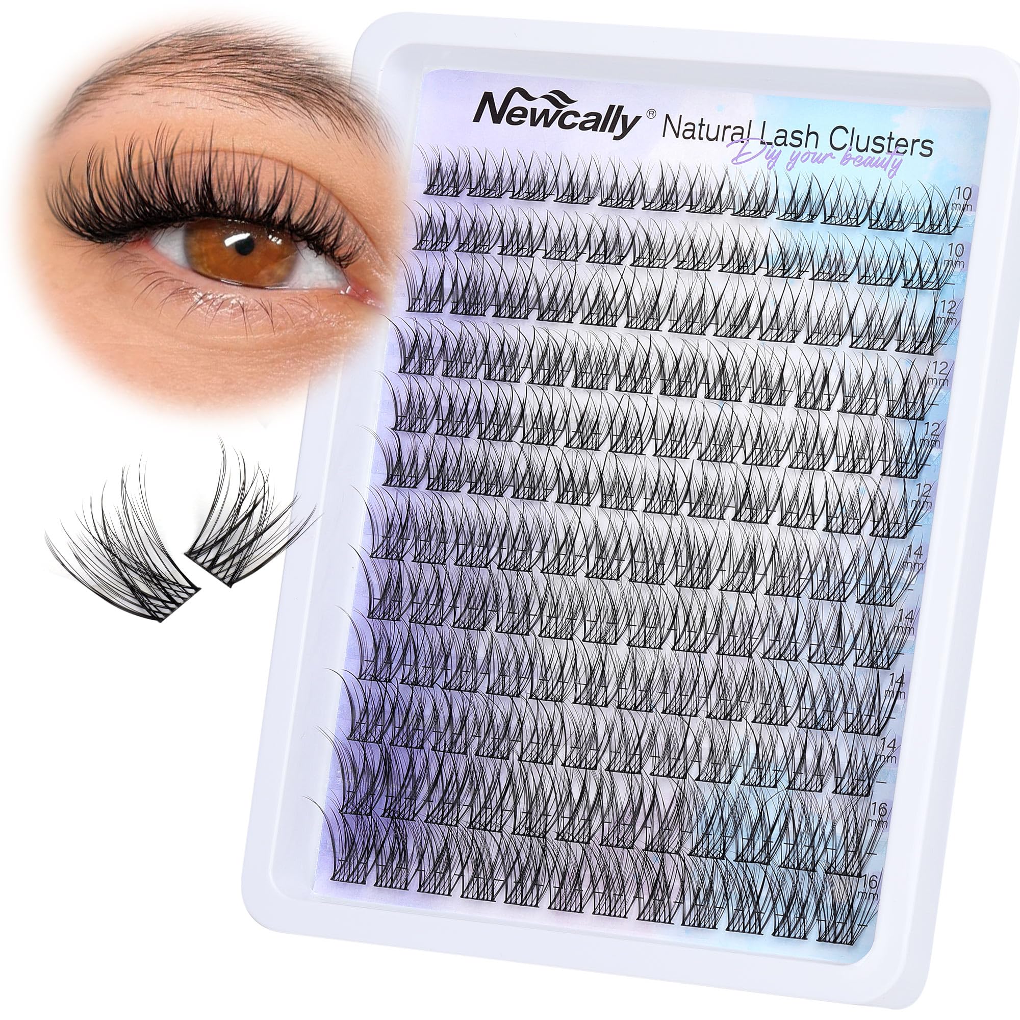 Natural Lash Clusters Wispy Eyelash Clusters C-curly DIY Lash Extension 10-16MM Cluster Eyelash Extension Individual Lashes Thin Lash Band by Newcally