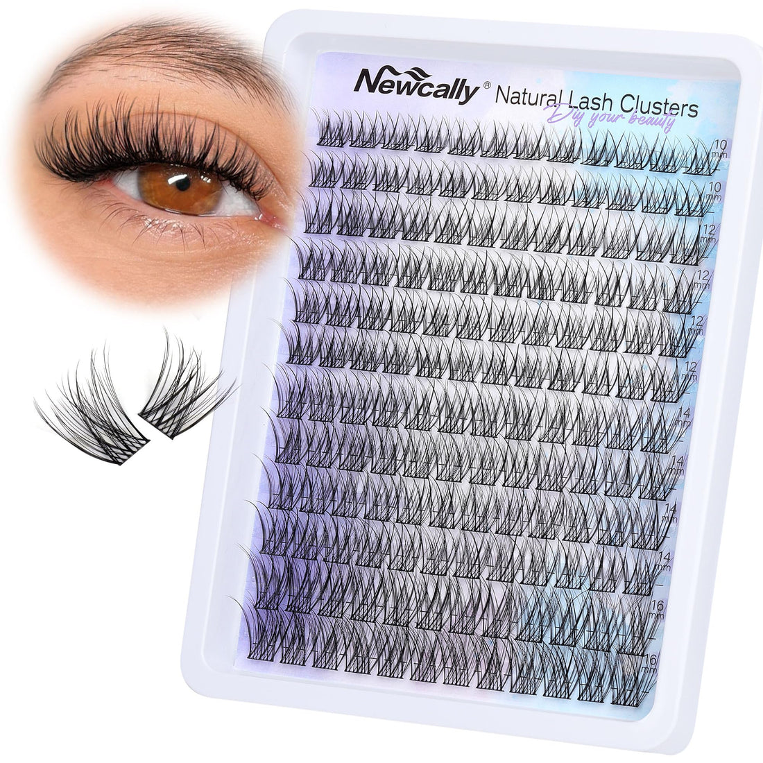 Natural Lash Clusters Wispy Eyelash Clusters C-curly DIY Lash Extension 10-16MM Cluster Eyelash Extension Individual Lashes Thin Lash Band by Newcally