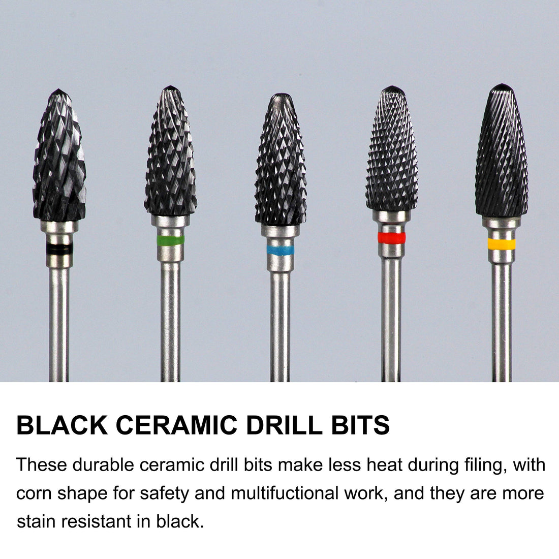 Feecy Nail Drill Bits Set Ceramic for Acrylic Nails Gel Polish Professional, 3/32 Inch Efile Nail Drill Bits Kit for Cuticle Manicure Pedicure Nail Art Tools with Holder, 7pcs (S07-B3u)