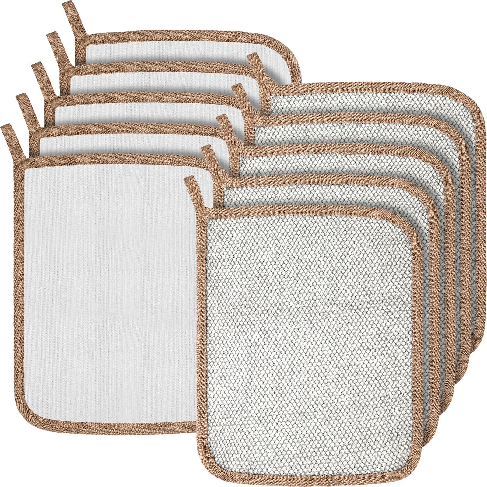 Tudomro 10 Pcs Exfoliating Washcloths Double Sided Man Wash Cloths Body Face Exfoliating Scrub Cloths for Shower Men Women(10.2 x 8.7 Inch,Gray)