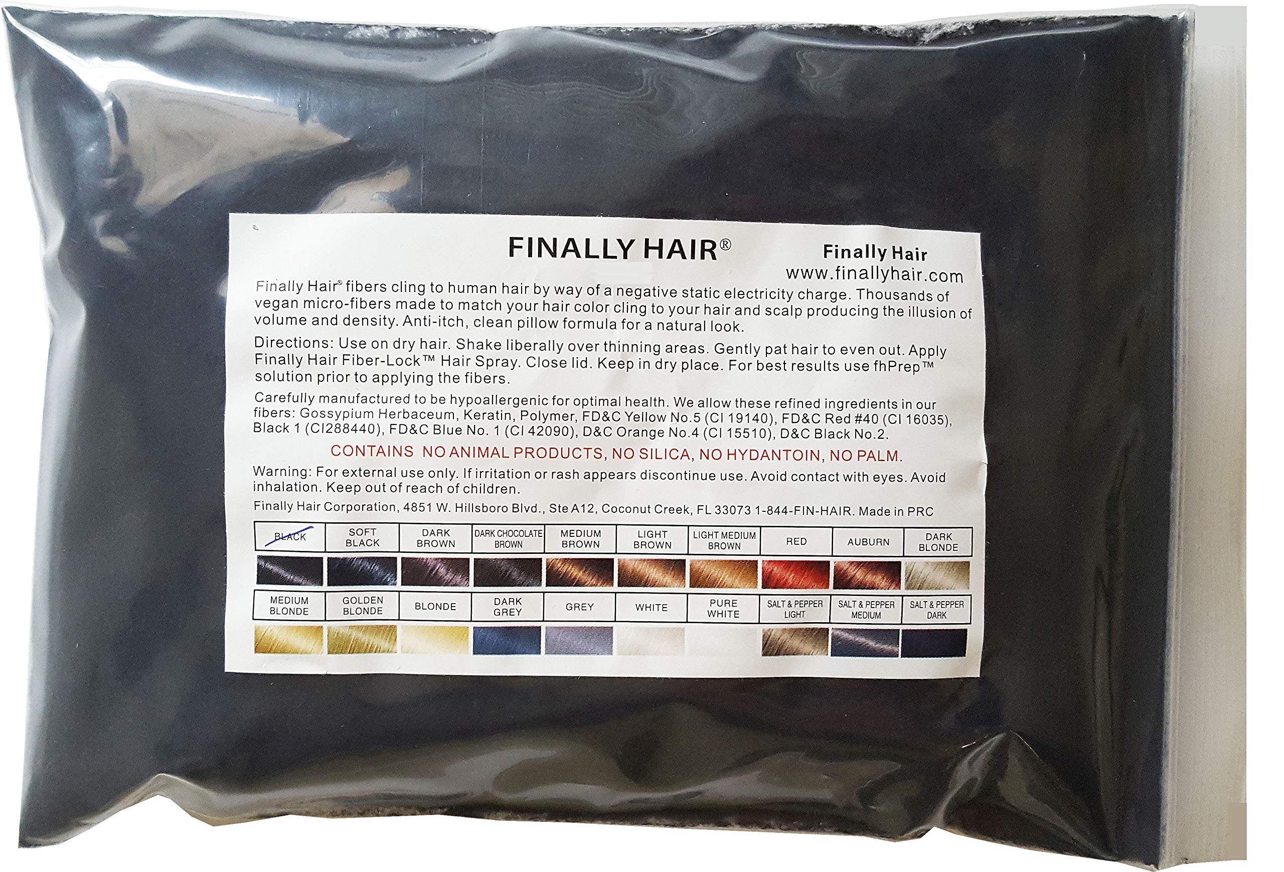 Finally Hair Fibers Refill Bag - 56 Grams Of Premium Hair Loss Concealer In A Refill Bag (Black)