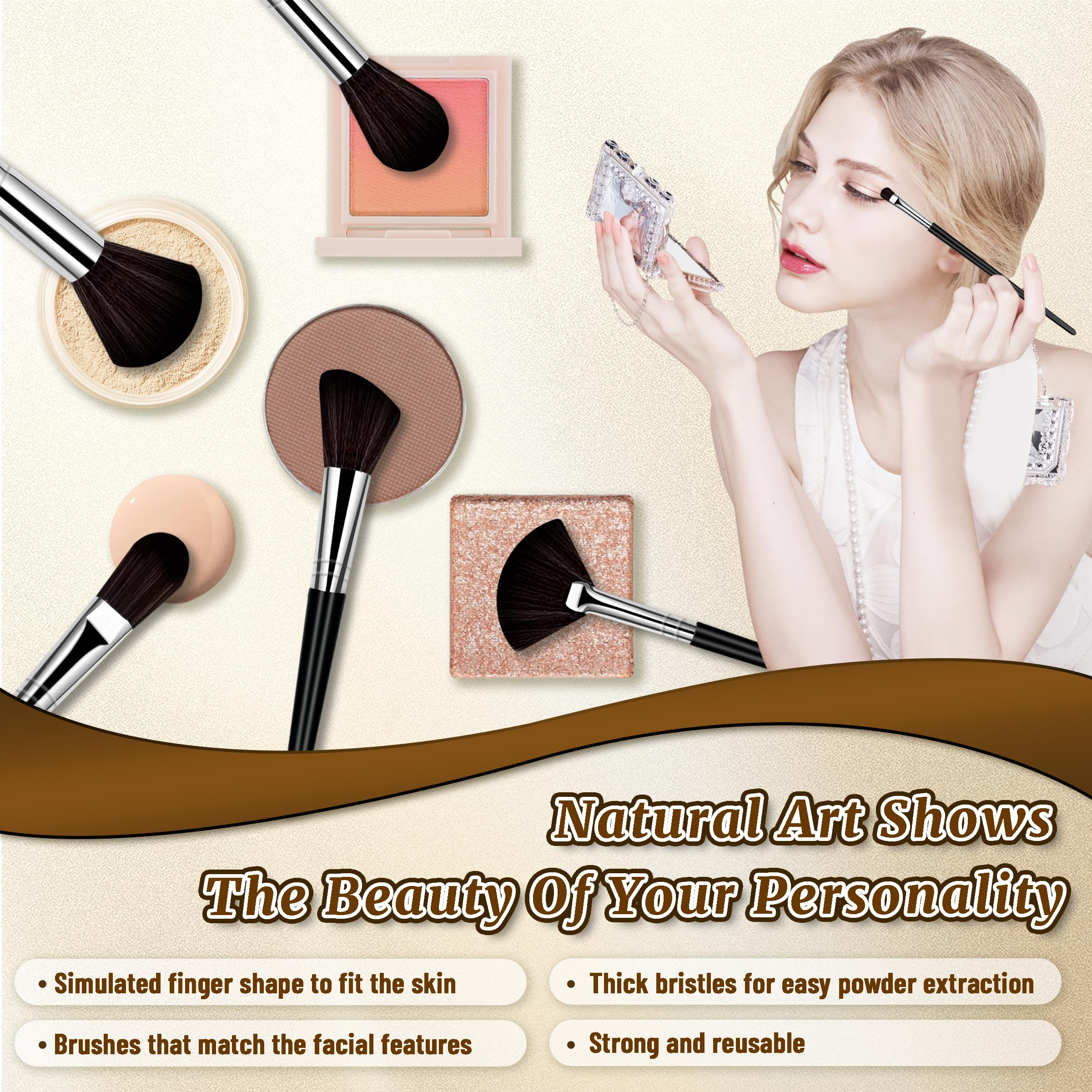 Makeup Brush Set, 14 Pcs Makeup Brushes with 2 Beauty Blenders, Travel Makeup Brush Set for Foundation, Concealer, Blush and Eyeshadow Brush(Black)