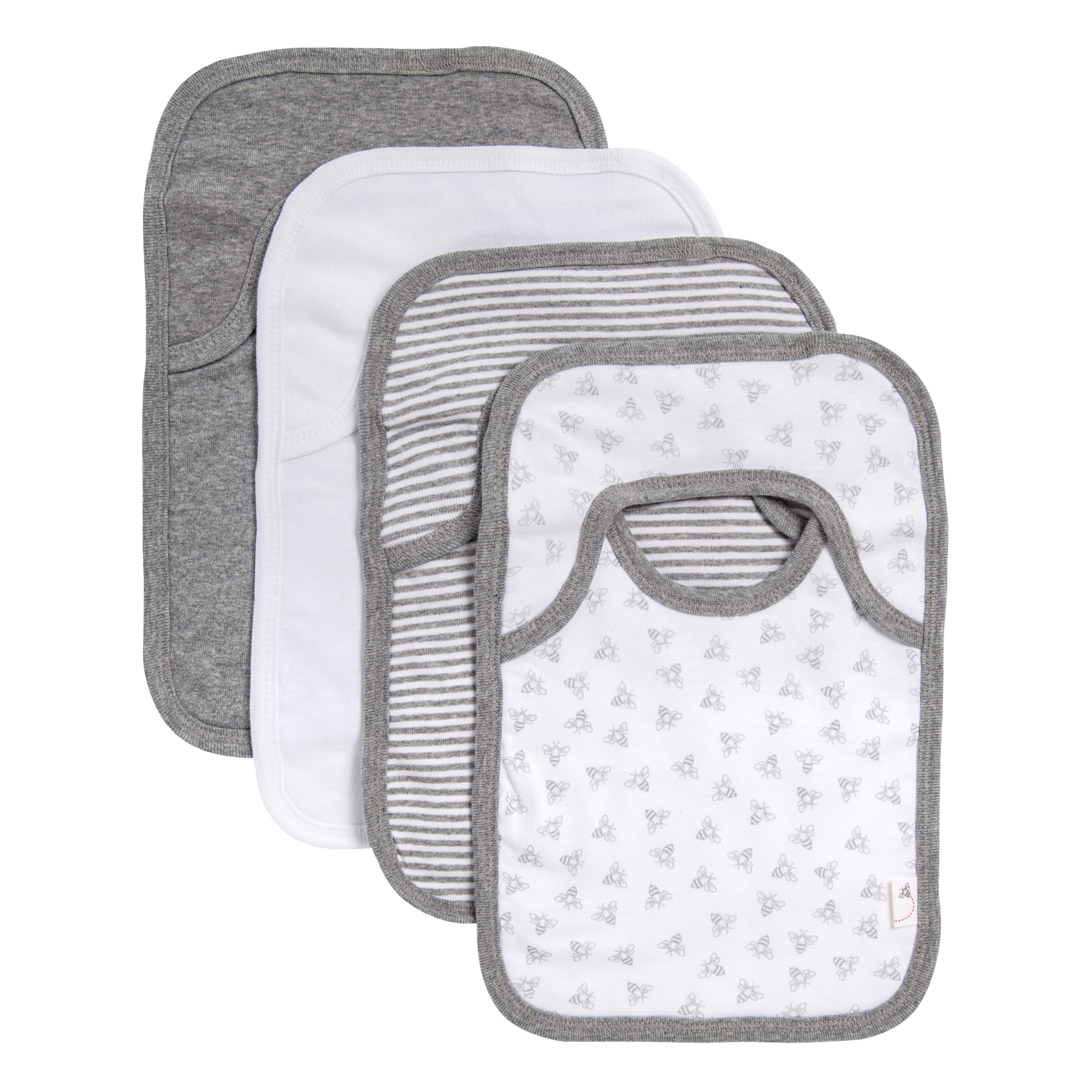 Burt's Bees Baby - Bibs, 4-Pack Lap-Shoulder Drool Cloths, 100% Organic Cotton with Absorbent Terry Towel Backing (Heather Grey)