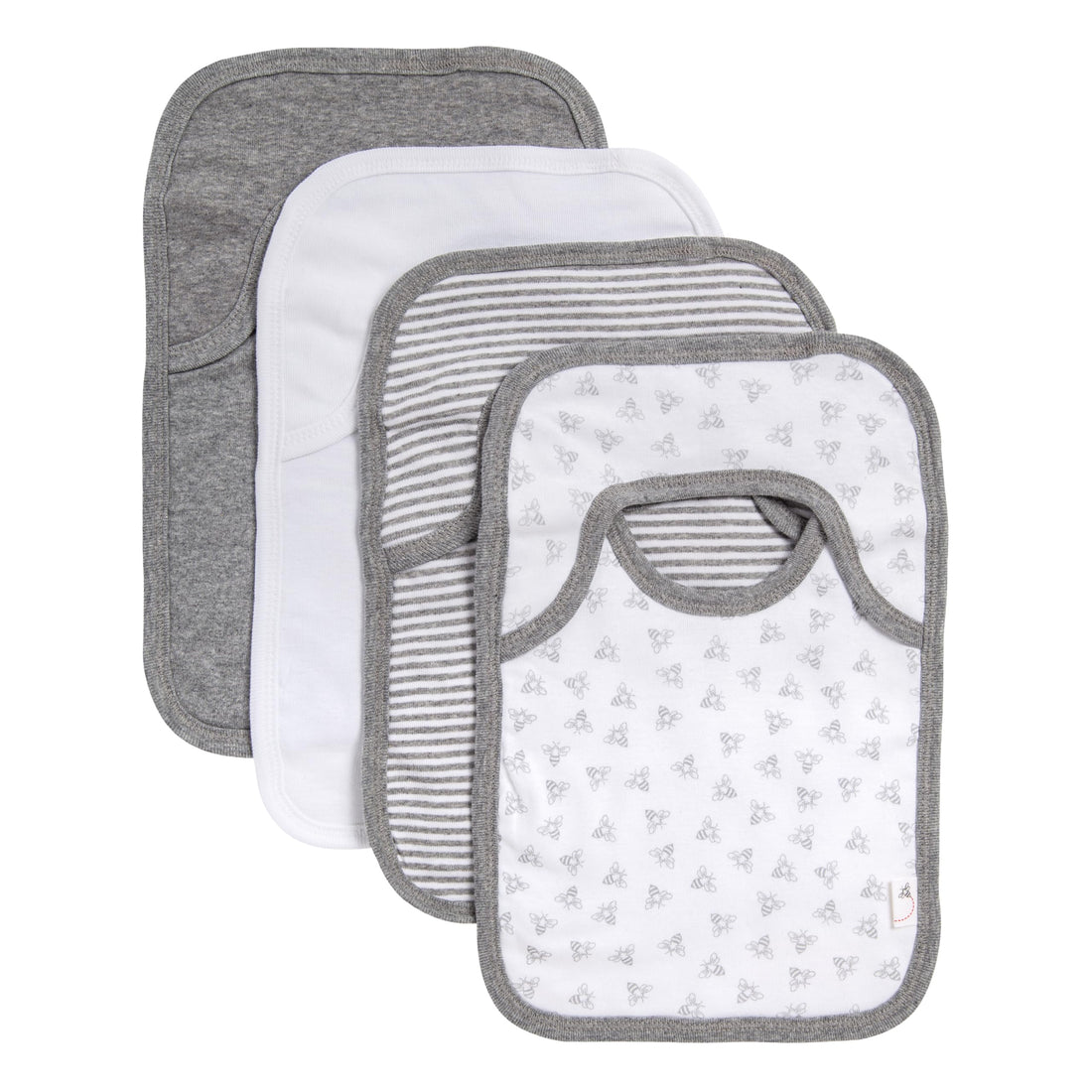Burt's Bees Baby - Bibs, 4-Pack Lap-Shoulder Drool Cloths, 100% Organic Cotton with Absorbent Terry Towel Backing (Heather Grey)