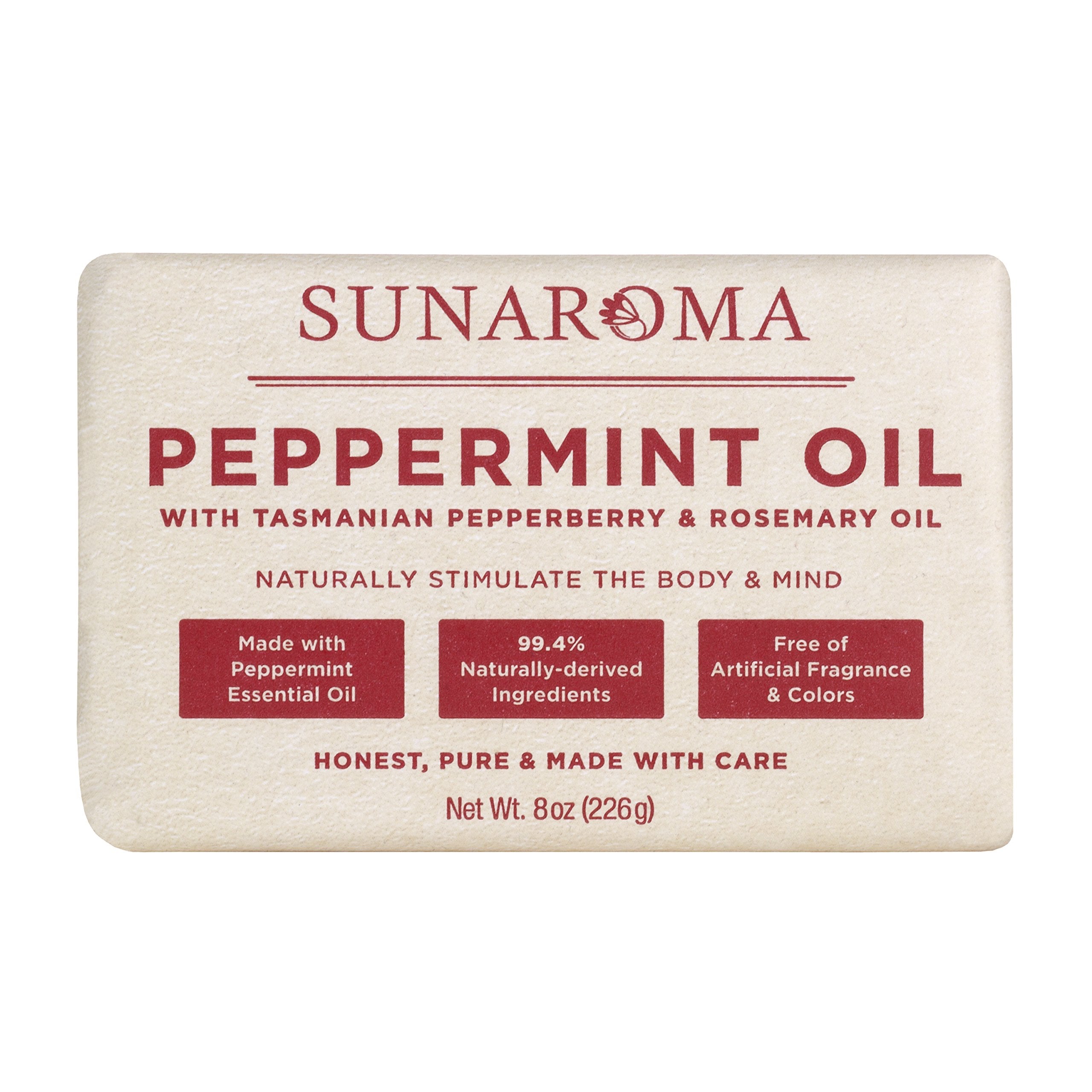 Sunaroma Peppermint Oil W/ Tasmanian Pepperberry and Alpine Rose Soap (8 Ounce)