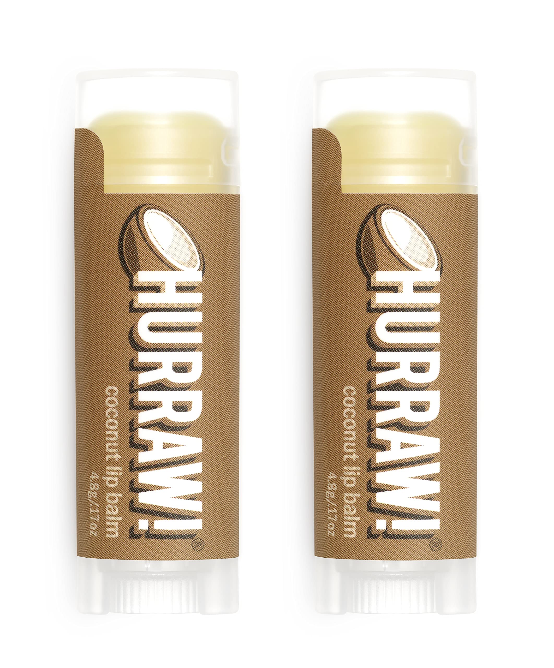 Hurraw! Coconut Lip Balm, 2 Pack: Organic, Certified Vegan, Cruelty and Gluten Free. Non-GMO, 100% Natural Ingredients. Bee, Shea, Soy and Palm Free. Made in USA