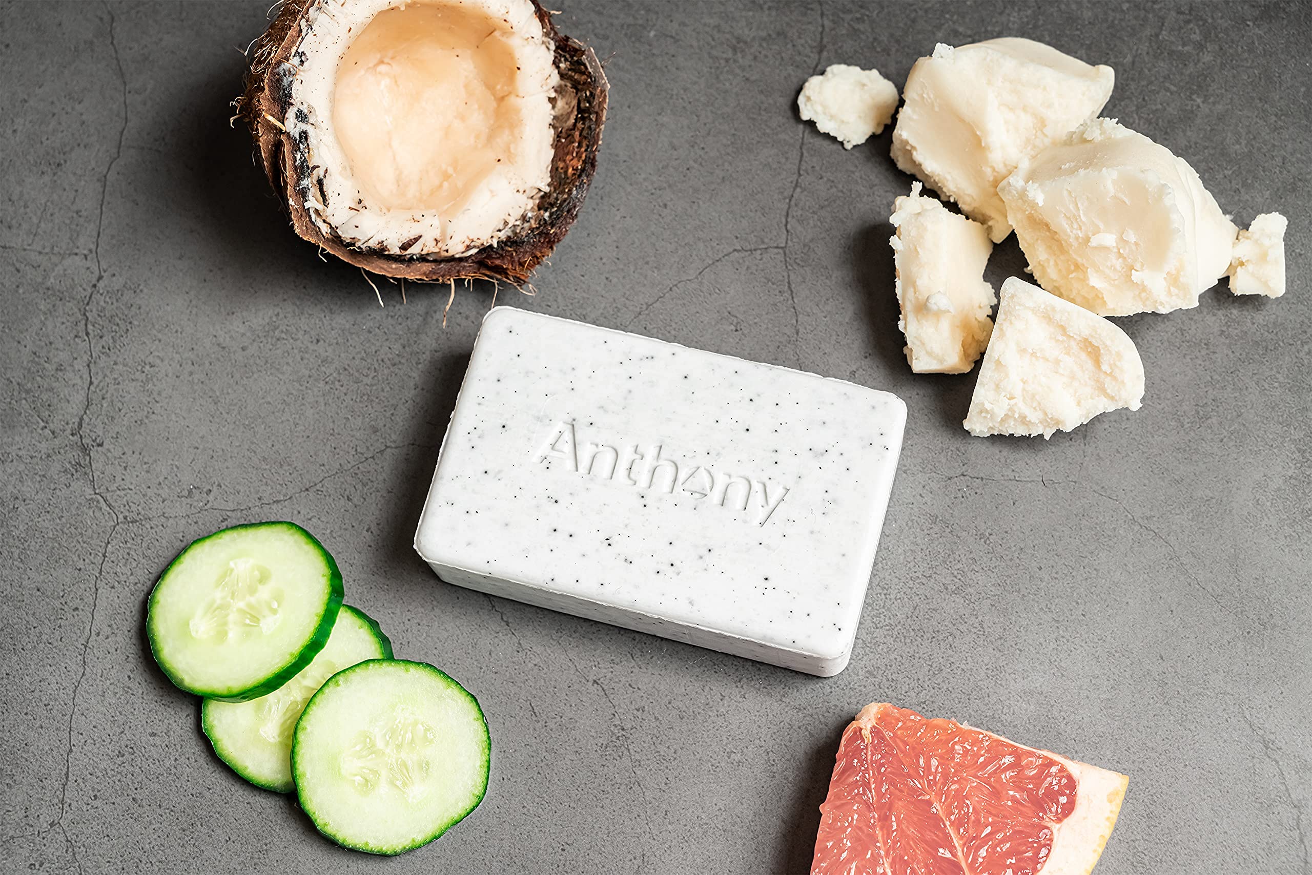 Anthony Men's Exfoliating Soap Bar, Grapefruit Scent, 5 Oz - Contains Cucumber Extract, Jojoba, Shea Butter, Squalane & Coconut Oils for Moisturizing & Exfoliating Body Skin