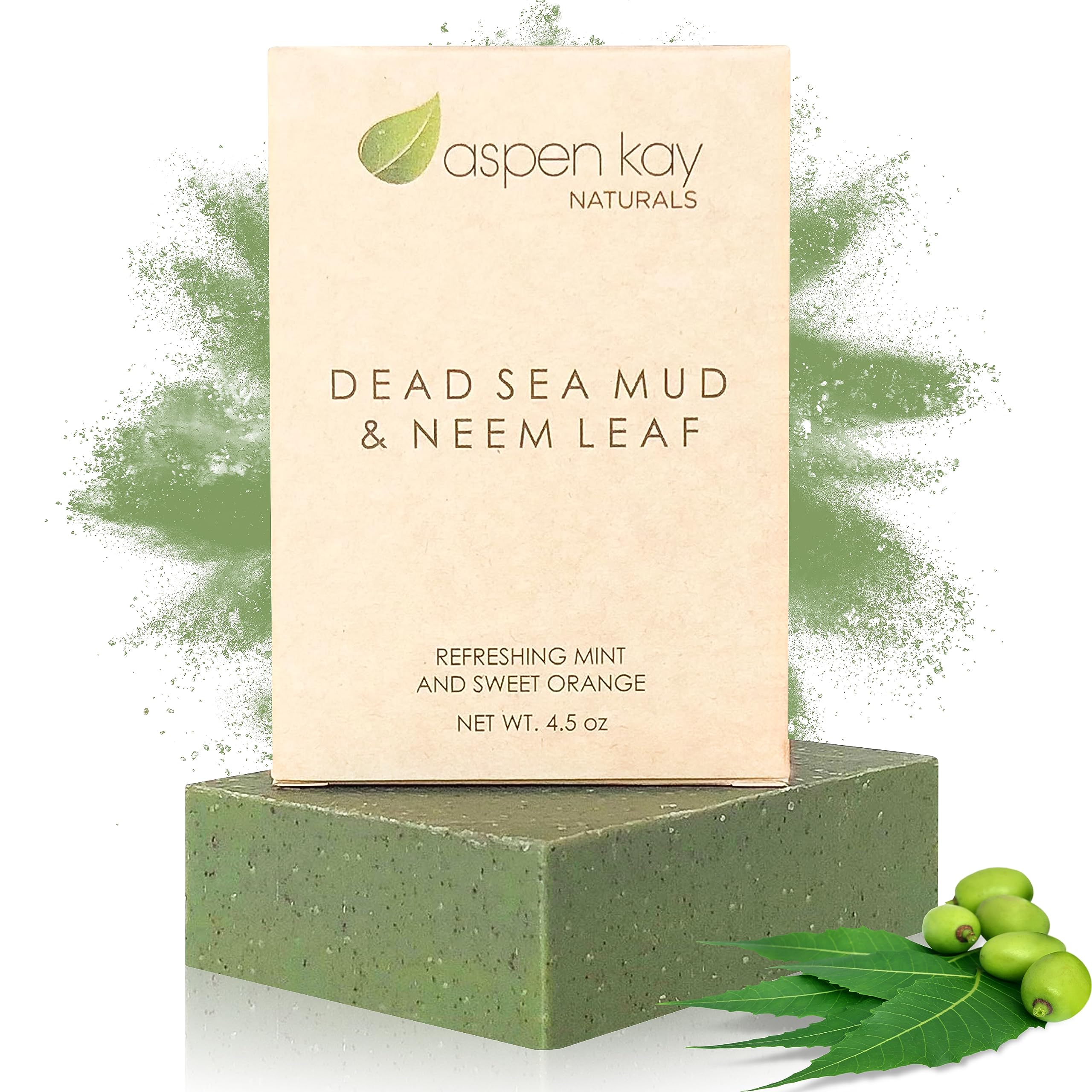 Dead Sea Mud and Neem Soap Bar for Face & Body - Natural and Organic Ingredients – For All Skin Types – Made in the USA 4.5 4oz