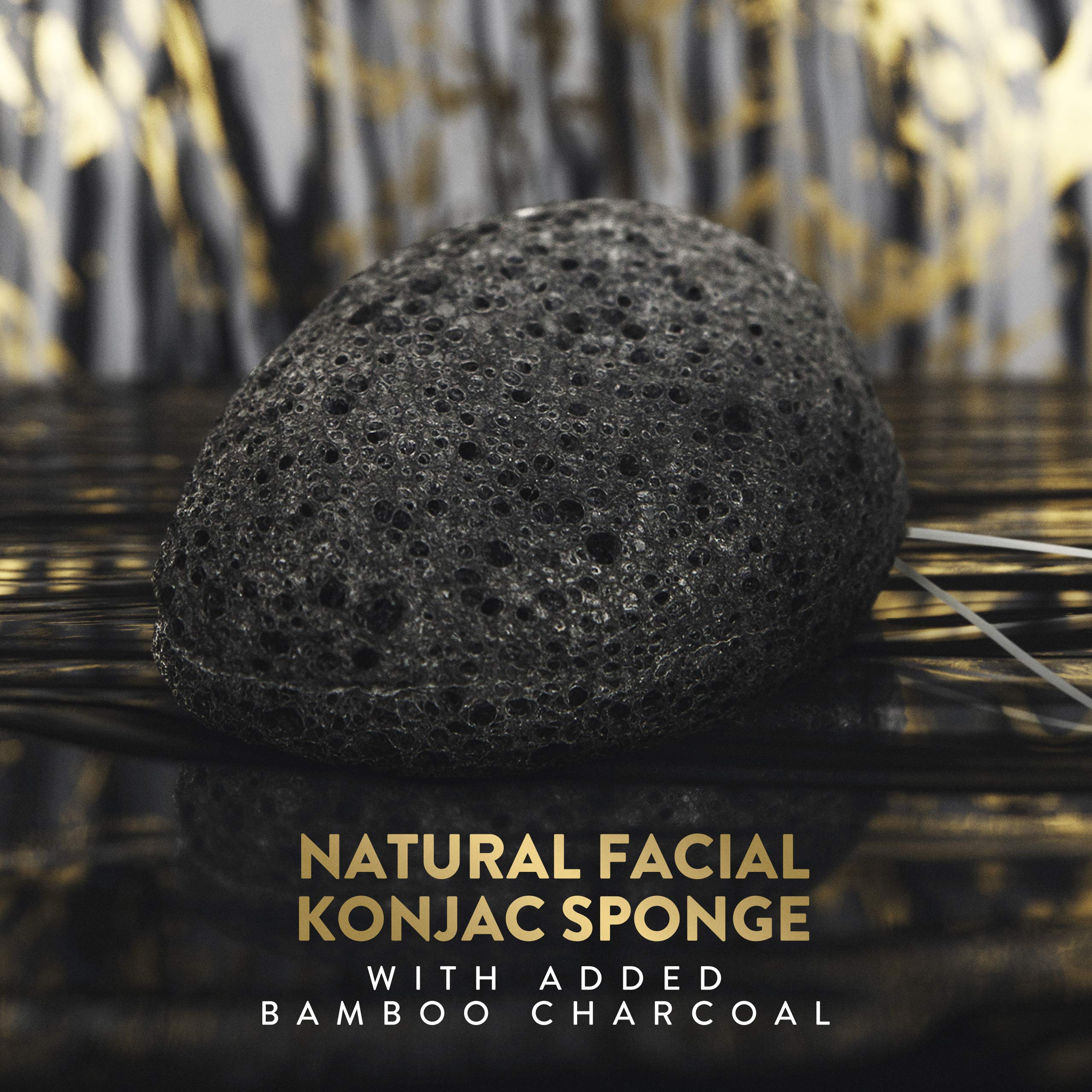 Konjac Sponge | 100% Natural Facial Sponge with Activated Bamboo Charcoal | Gentle Exfoliator for All Skin Types | Eco-Friendly and Biodegradable
