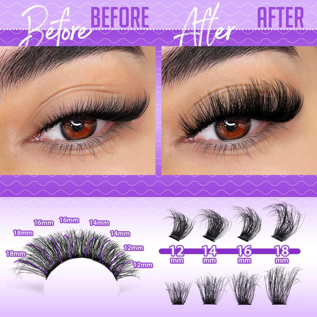 Fluffier Lash Clusters Kit 12-18mm Cluster Eyelash Extensions 100D Volume Individual Lashes Clusters Thick Lash Extension Kit 160pcs pestañas pelo a pelo with tweezers by ALPHONSE