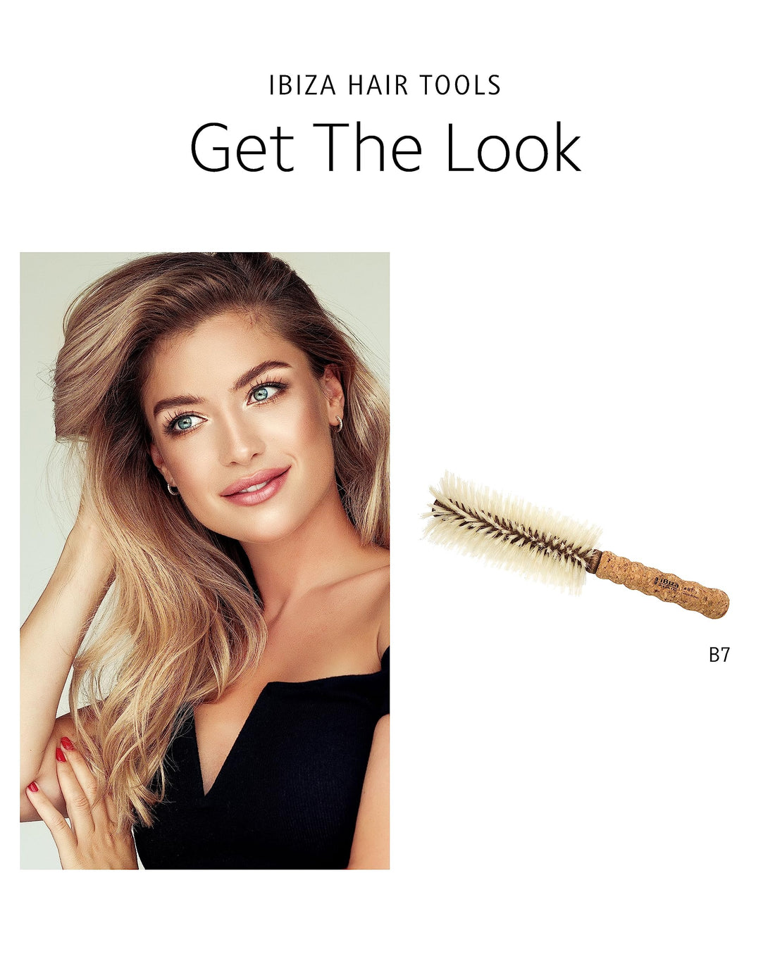 B3 - Round Brush - Medium Extended Cork - 12 Rows - 55 mm (Blonde Bristle)