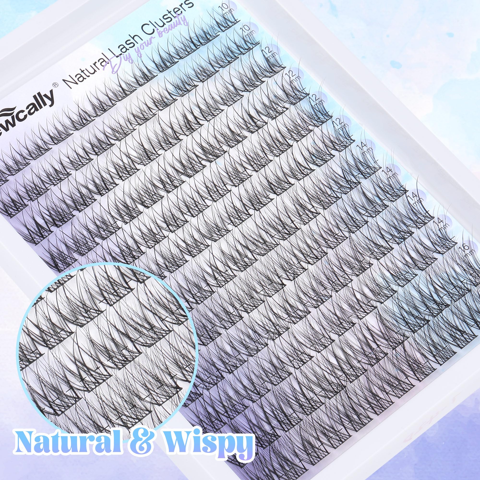 Natural Lash Clusters Wispy Eyelash Clusters C-curly DIY Lash Extension 10-16MM Cluster Eyelash Extension Individual Lashes Thin Lash Band by Newcally