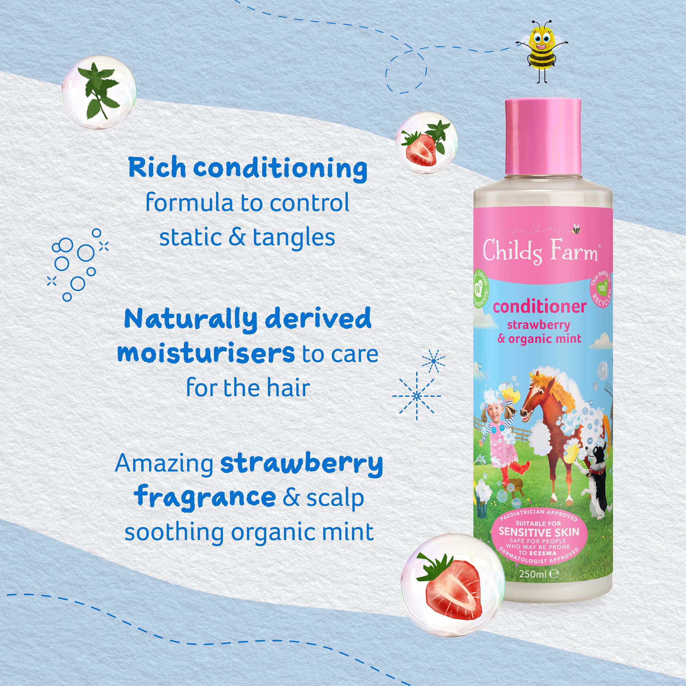 Childs Farm Pack Of 1 : Conditioner For All Hair Types Strawberry & Organic Mint 250 Ml, 1 Count