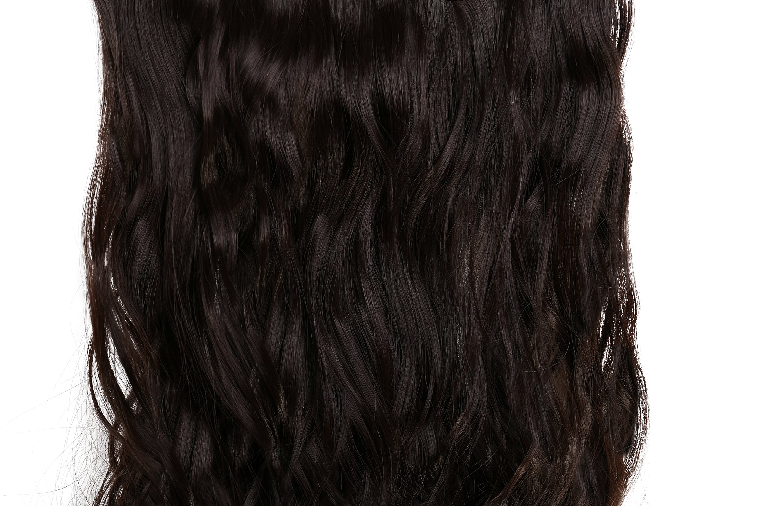 S-noilite Elegant 29(73cm) Longest Curly Dark Brown 3/4 Full Head One Piece 5 Clips Clip in Hair Extensions