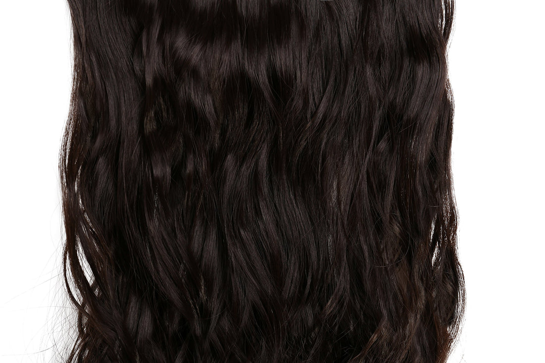 S-noilite Elegant 29(73cm) Longest Curly Dark Brown 3/4 Full Head One Piece 5 Clips Clip in Hair Extensions