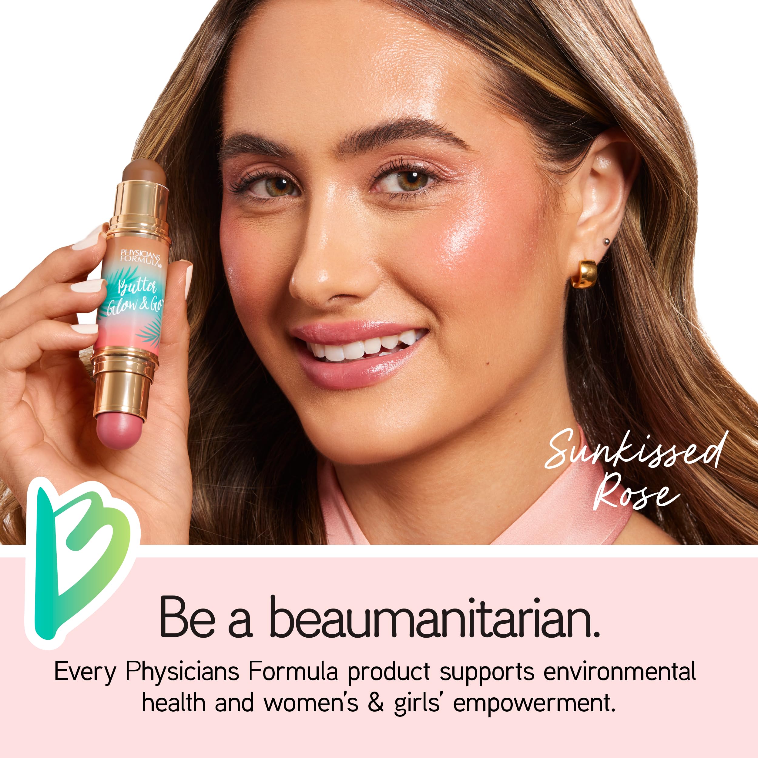 Physicians Formula Butter Glow & Go Multiuse Stick, Ultra-Creamy Radiant Finish Formula with Murumuru Butter, Vegan & Cruelty-Free- Sunkissed Rose