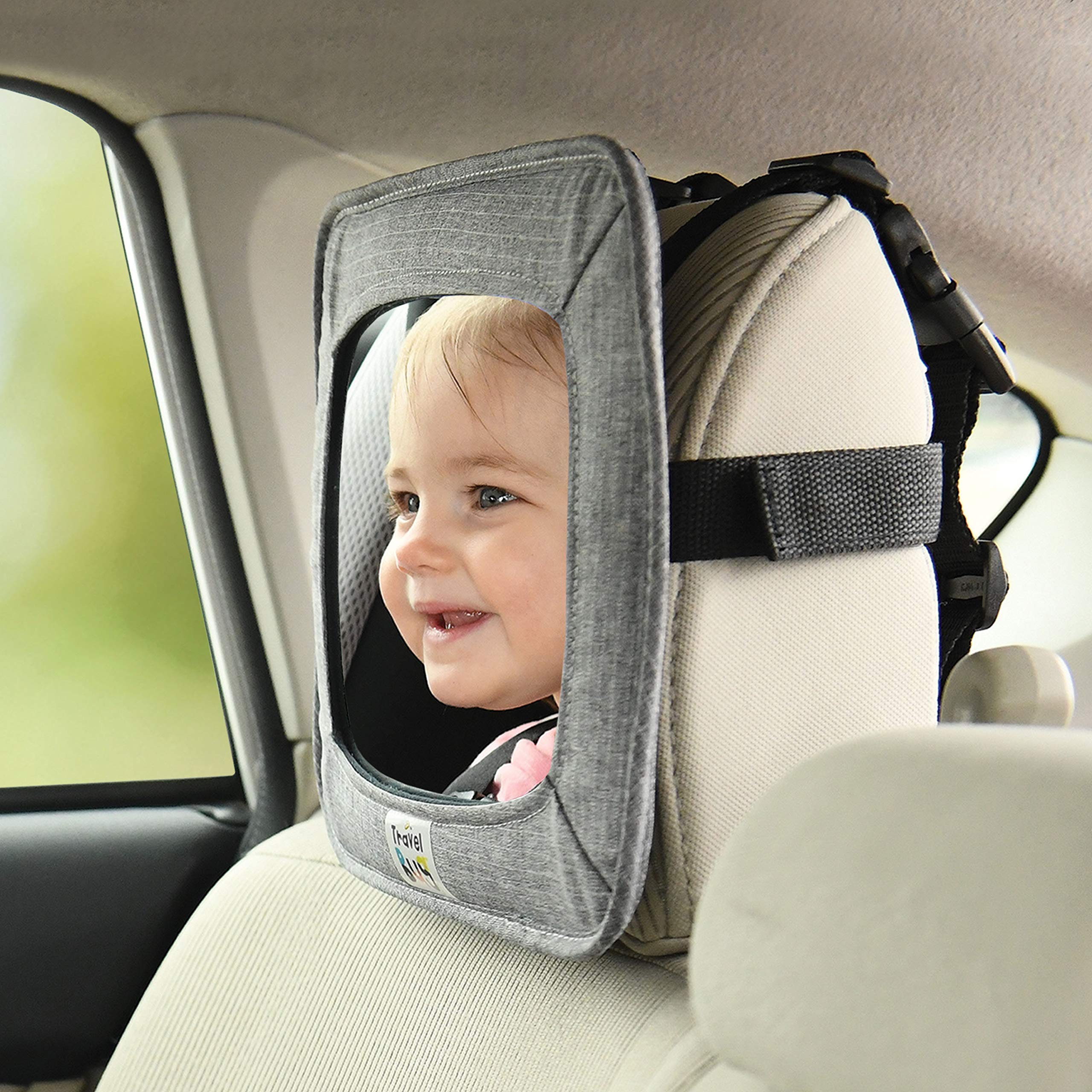 GoldBug Soft Sided Rear & Forward Facing Safety Mirror for Baby & Toddler - Shatter Resistant - Jumbo Baby Car Mirror