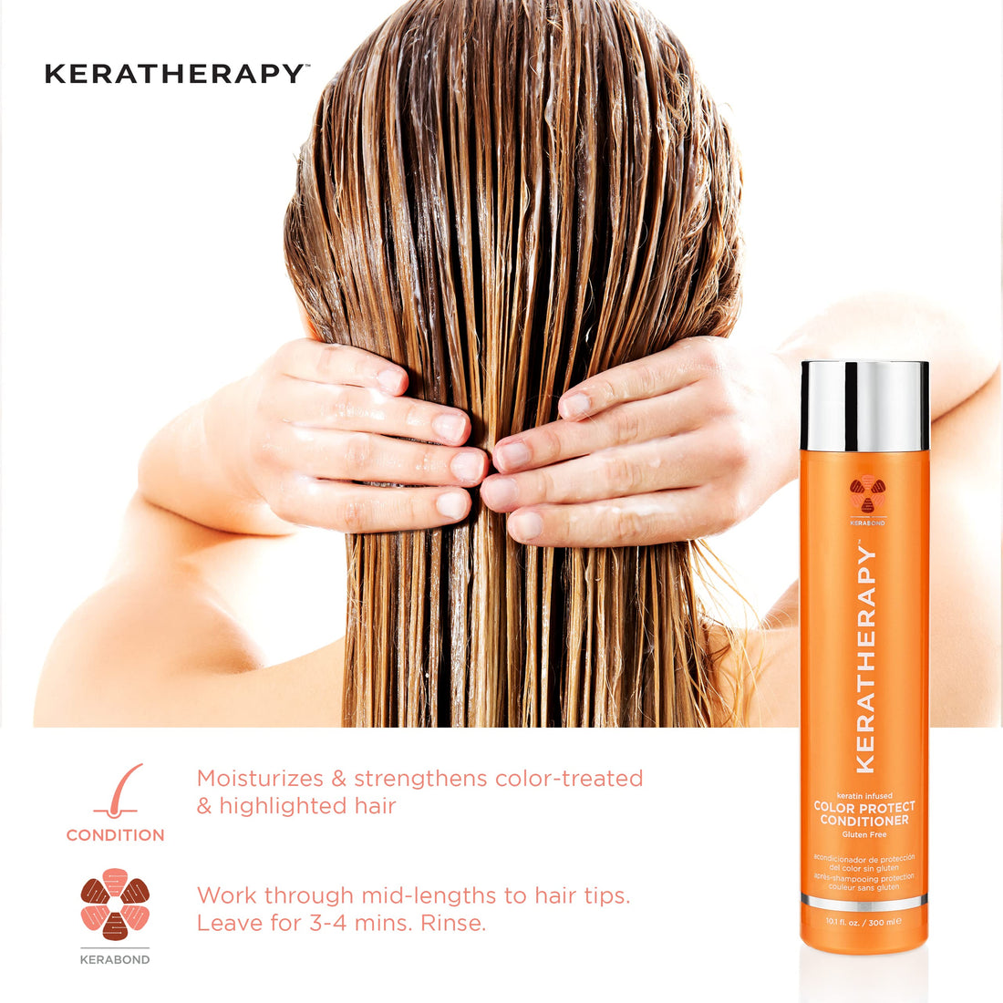 KERATHERAPY Keratin Infused Color Protect Shampoo, 10.1 fl. oz., 300 ml - Gluten Free Color Protecting Shampoo for Color Treated Hair with Kerabond Technology, Red Raspberry Oil, Omega 3 & 6