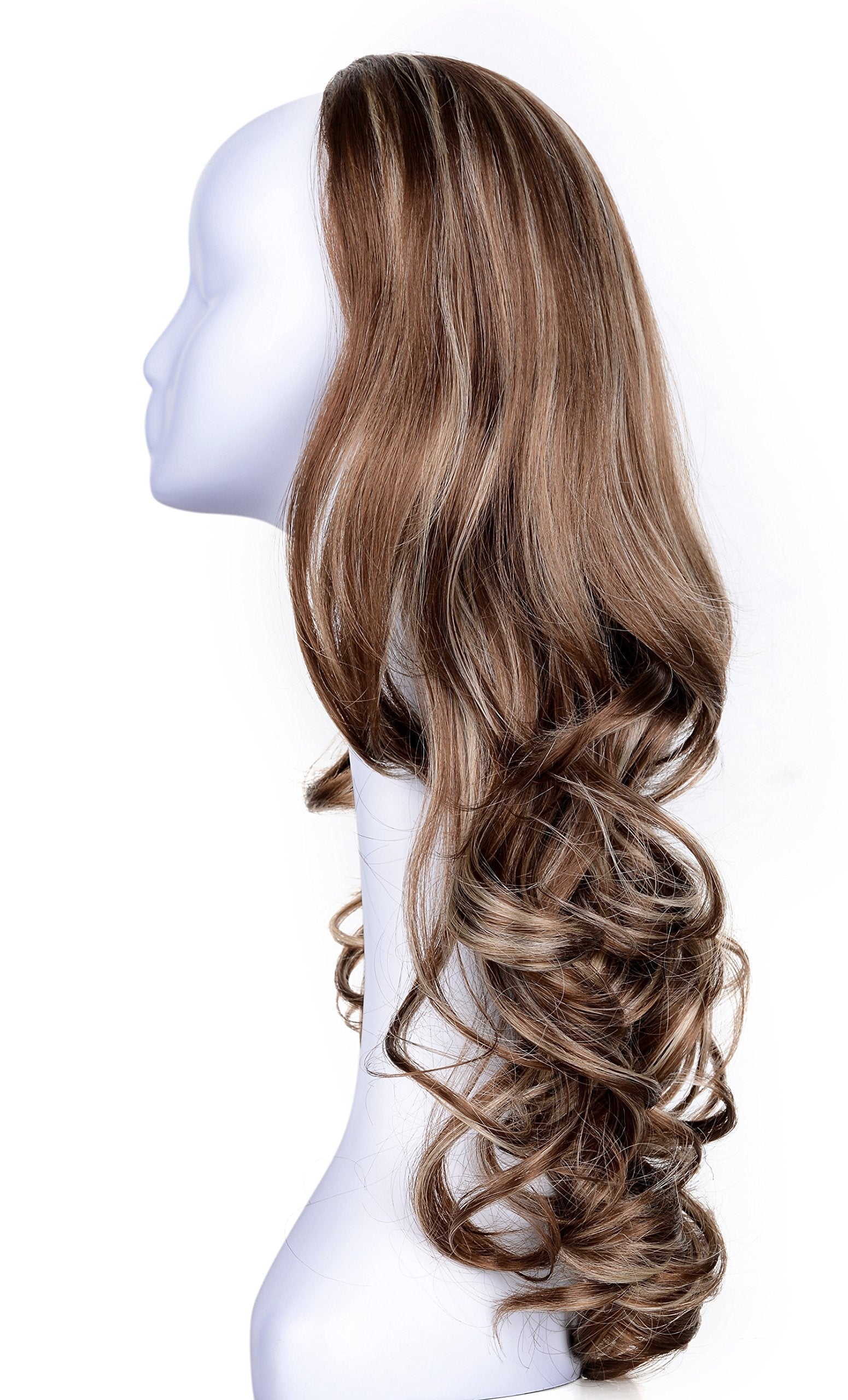 R1224B : OneDor 23 Curly 3/4 Ladies Half Wig Kanekalon Hair Synthetic Wigs with Comb on a Mesh Head Cap (R1224B)