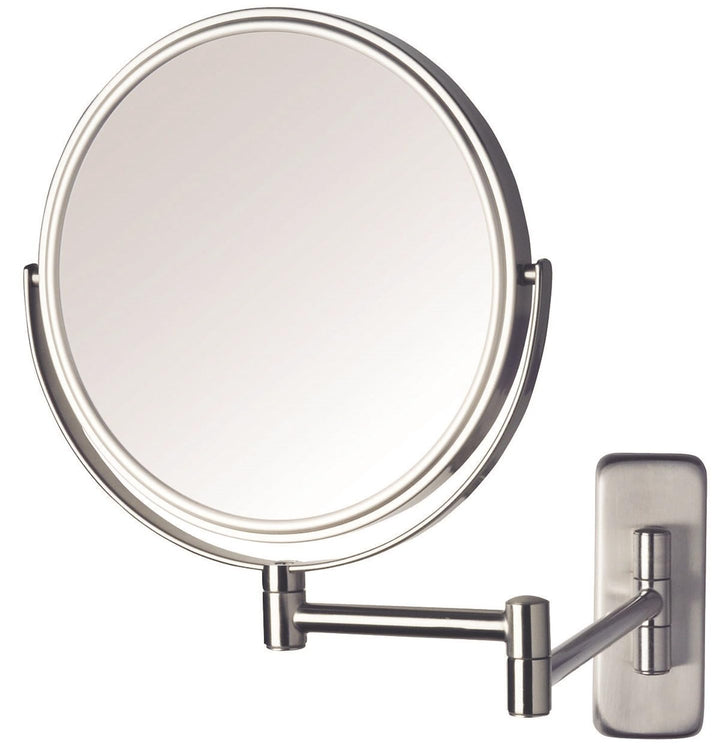 Jerdon JP7506N 8-Inch Wall Mount Makeup Mirror with 5x Magnification, Nickel Finish