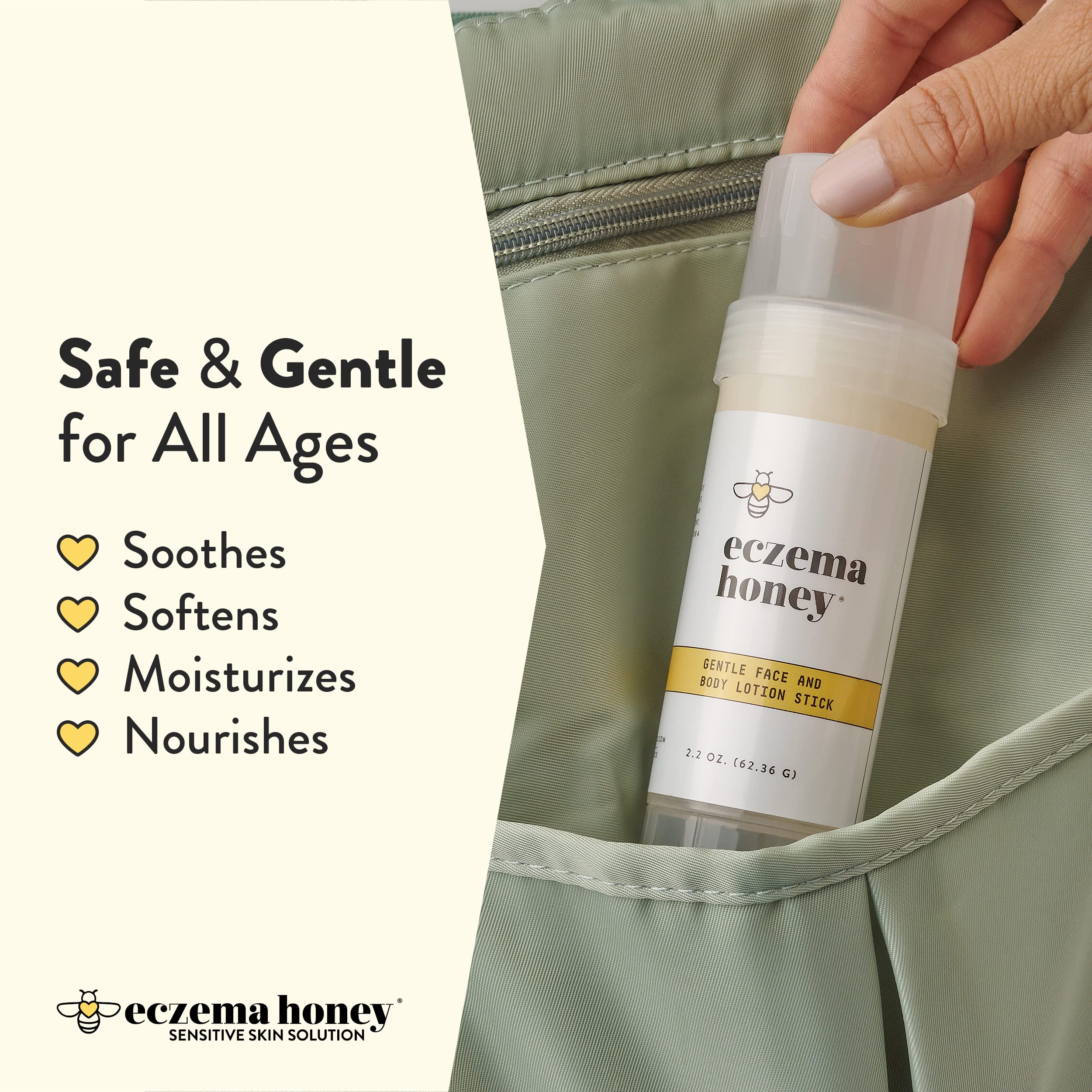 ECZEMA HONEY Gentle Face & Body Lotion Stick - Moisturizing Colloidal Oatmeal Hand Cream for Extremely Dry Skin - Eczema Lotion Helps Psoriasis, Dermatitis & More (2.2 Oz)