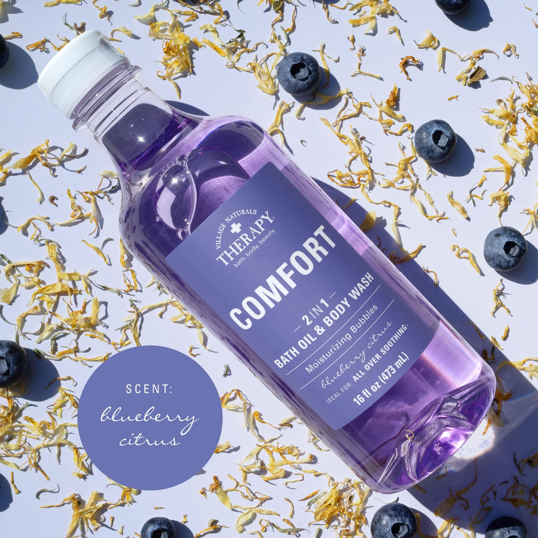 Village Naturals Therapy, Comfort 2-in-1 Foaming Bath Oil & Body Wash, 16 oz, Pack of 4