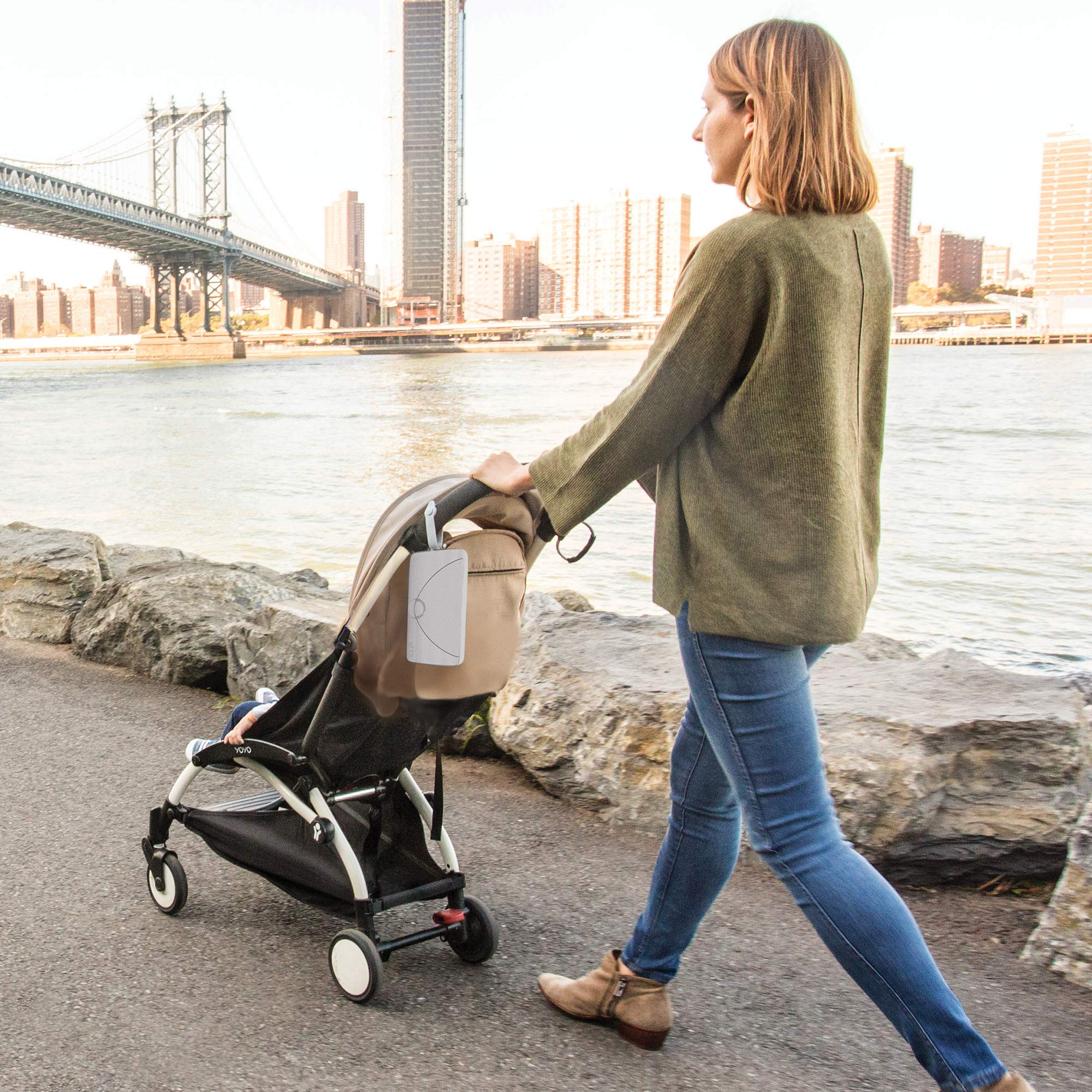 Ubbi On-the-Go Baby Wipes Dispenser, Portable Wipes Container for Travel, Diaper Bag Accessory Must Have for Newborns, Reusable Wipes Holder, Gray, Set of 2