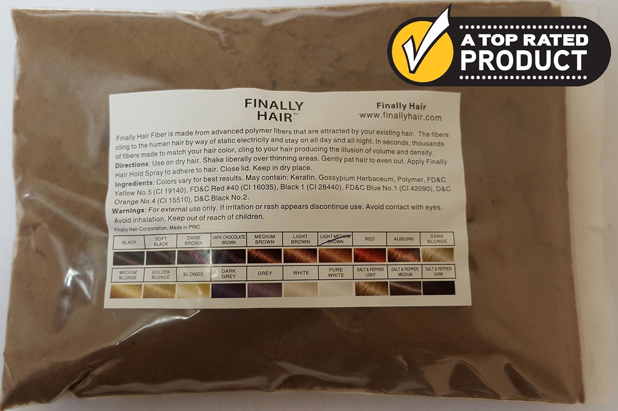 Finally Hair Building Fiber Refill 100 Grams Light Medium Brown Hair Loss Concealer by Finally Hair (Light Medium Brown)