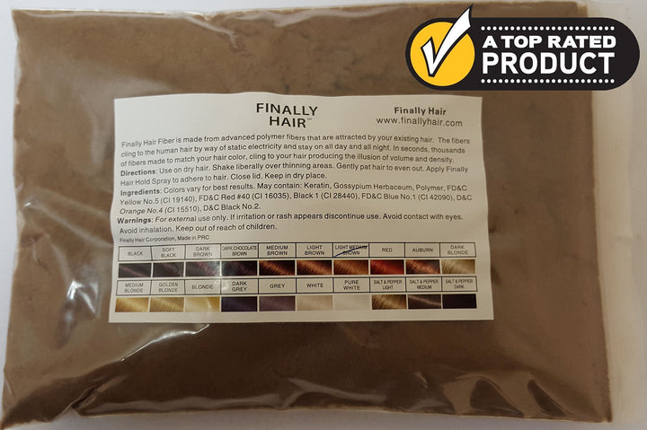 Finally Hair Building Fiber Refill 100 Grams Light Medium Brown Hair Loss Concealer by Finally Hair (Light Medium Brown)
