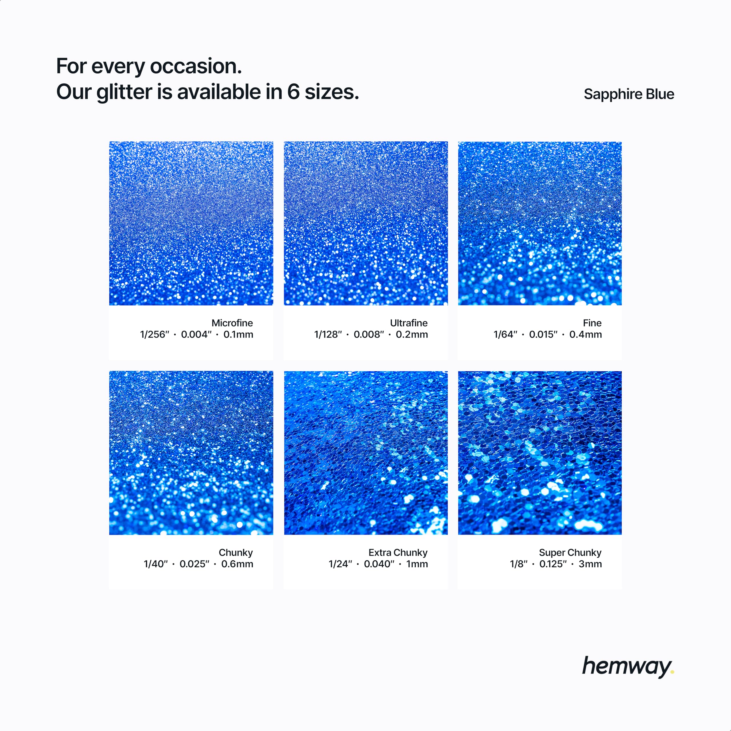 Hemway Premium Ultra Sparkle Glitter Multi Purpose Metallic Flake for Nail Art, Cosmetic Graded, Makeup, Festival, Party, Hair, Body and Eyes 100g / 3.5oz - Sapphire Blue