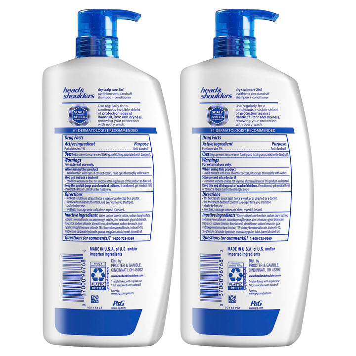 Head and Shoulders Shampoo and Conditioner 2 in 1, Anti Dandruff Treatment, Dry Scalp Care with Almond Oil, 32.1 fl oz, Twin Pack